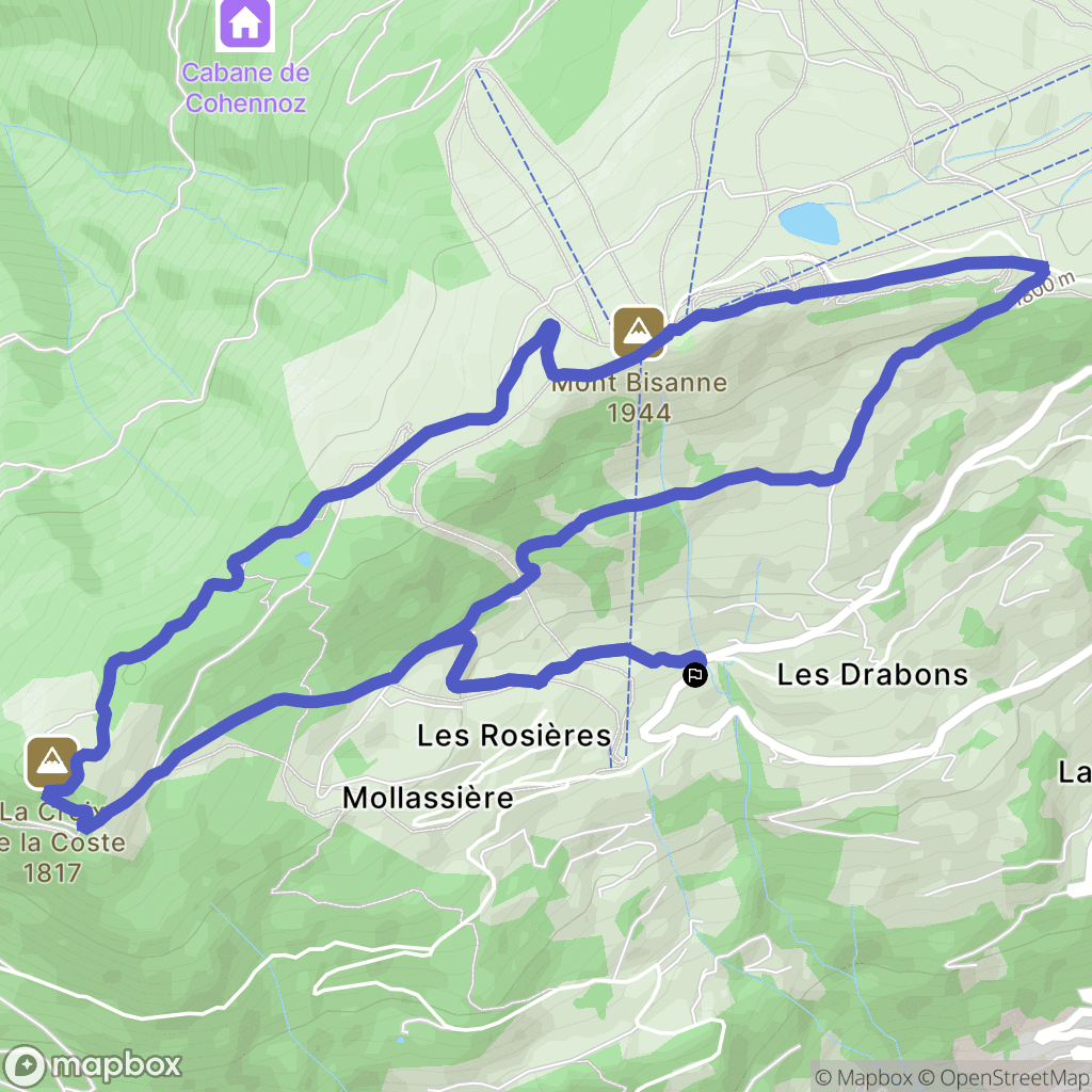 Villard-sur-Doron : carte du parcours de randonnée - France