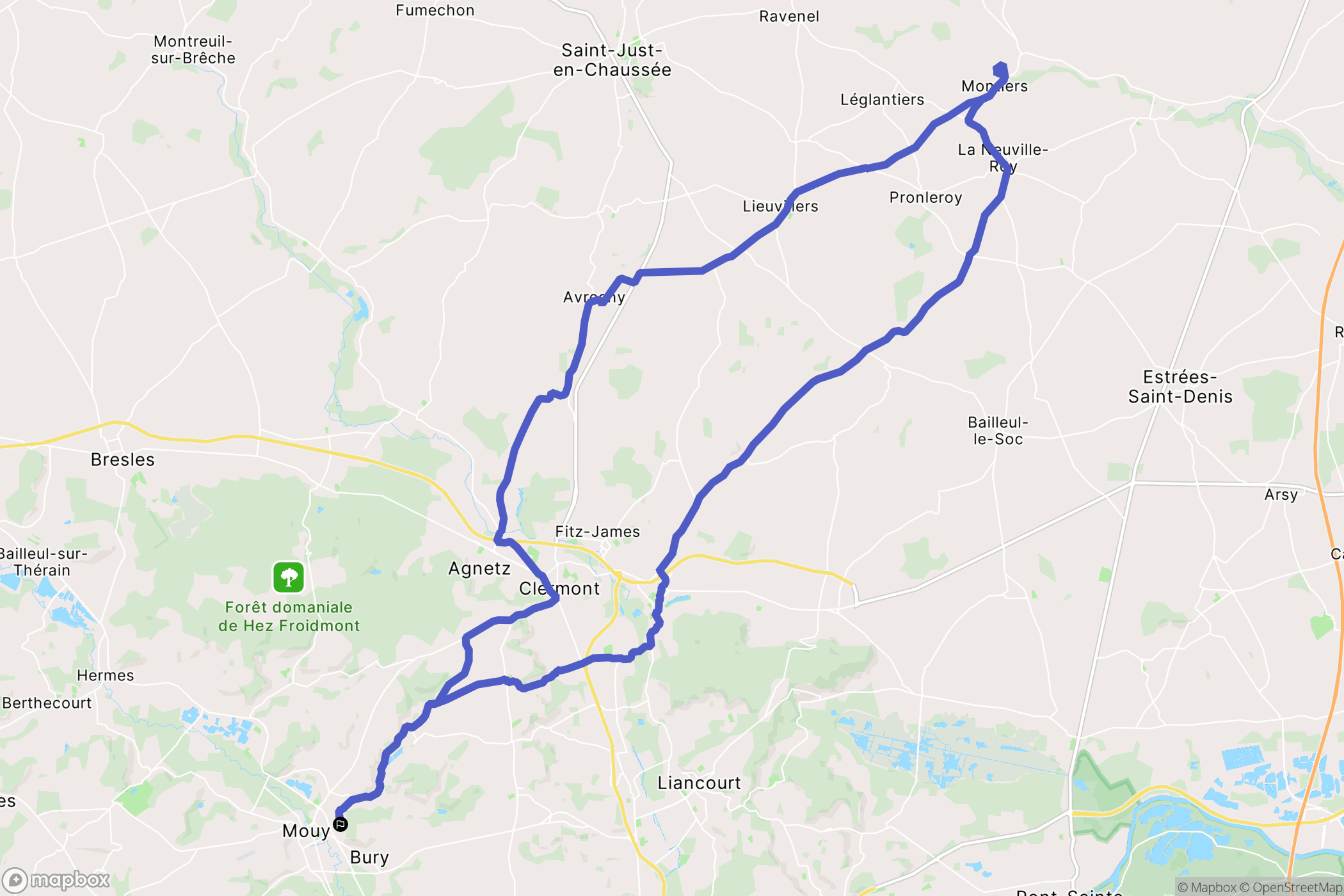 Bury : carte du parcours de randonnée - France