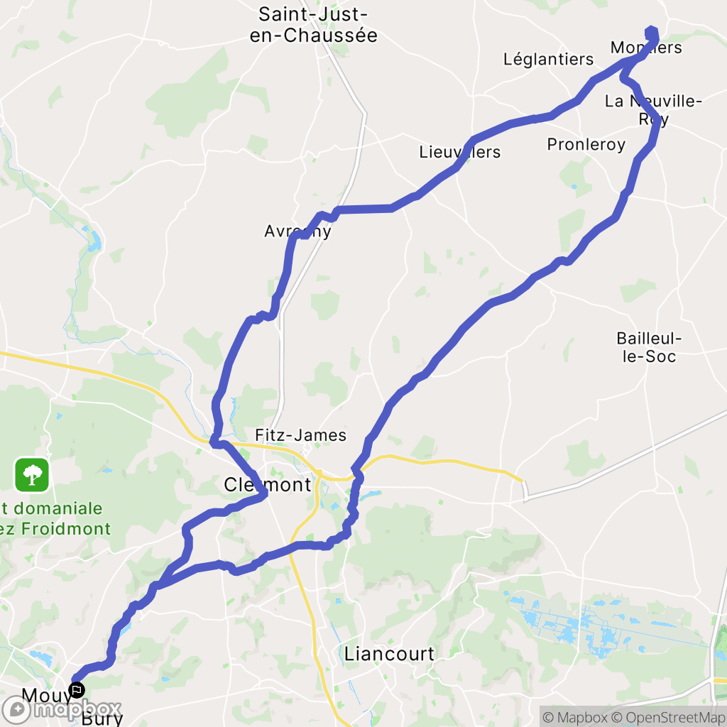Bury : carte du parcours de randonnée - France