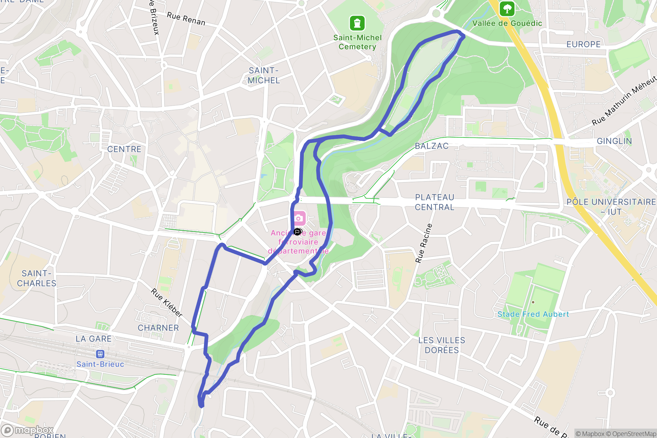Saint-Brieuc : carte du parcours de randonnée - France