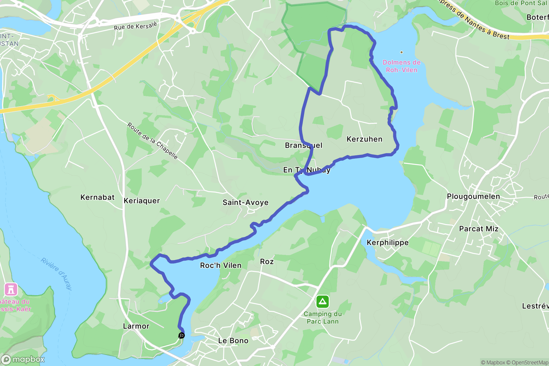 Le Bono : carte du parcours de randonnée - France