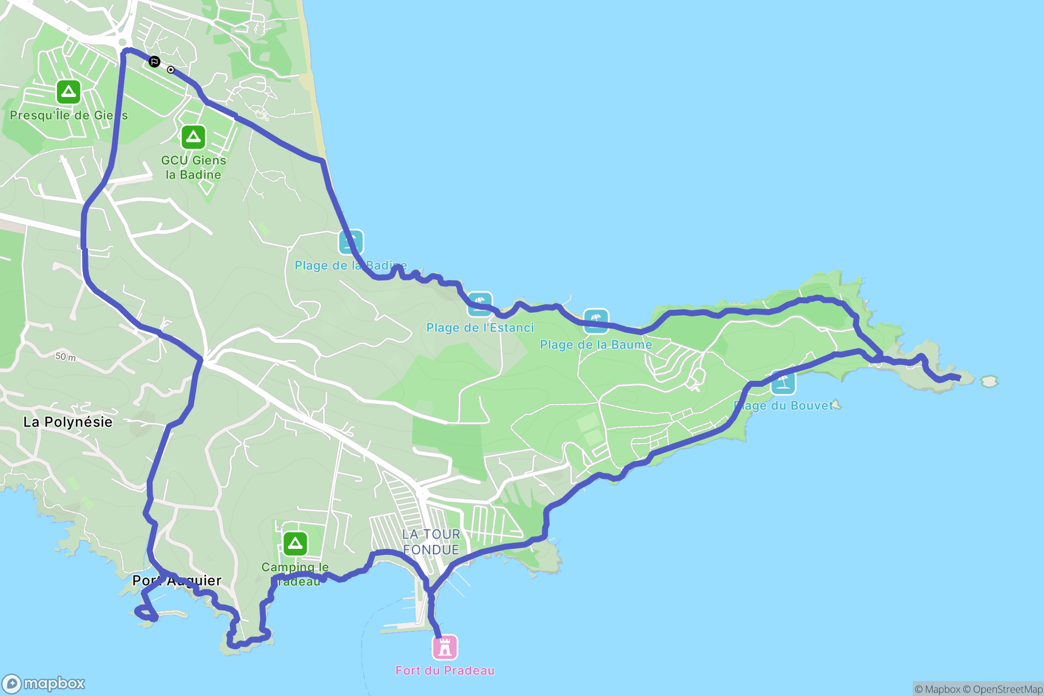Hyères : carte du parcours de randonnée - France