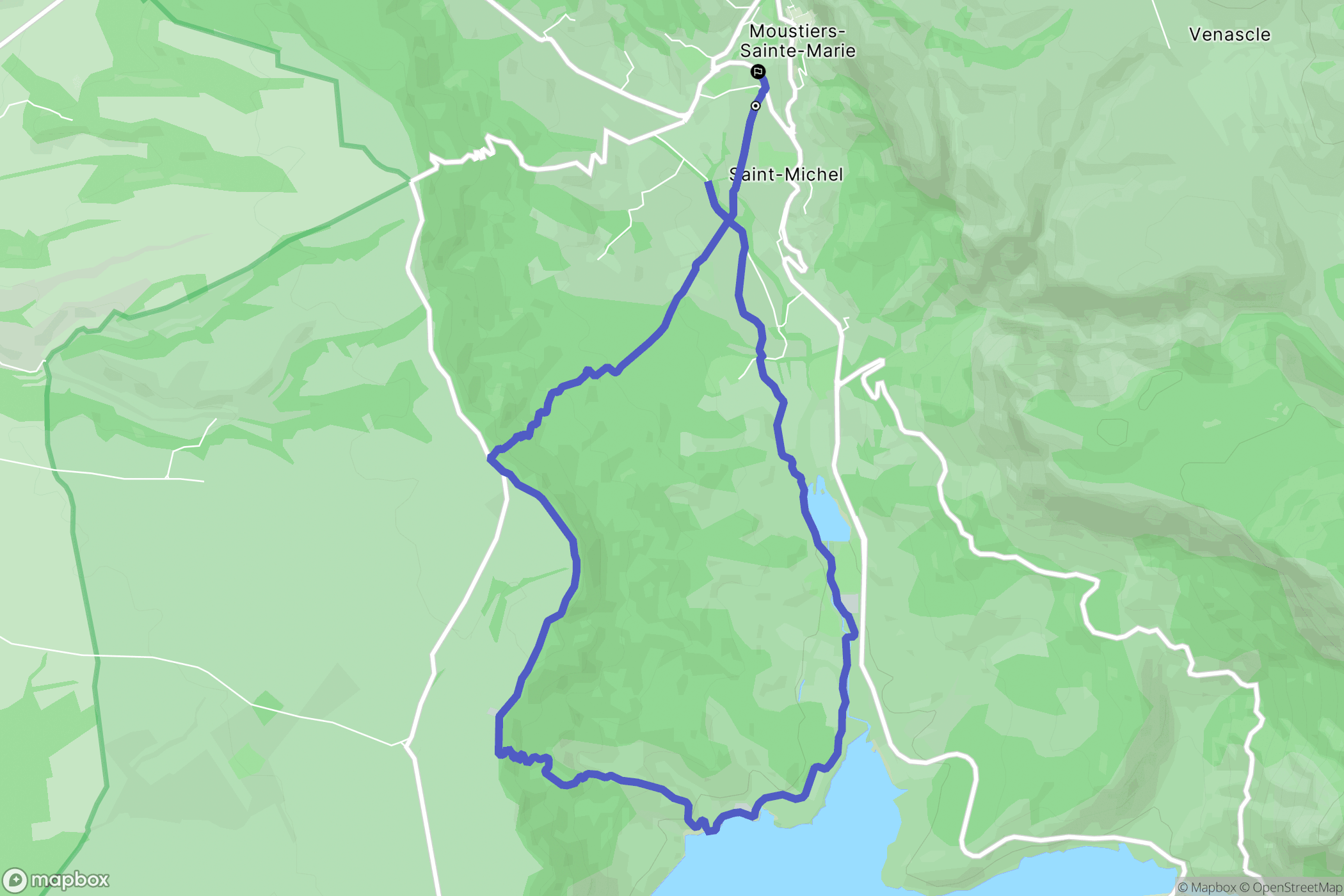 Moustiers-Sainte-Marie : carte du parcours de randonnée - France
