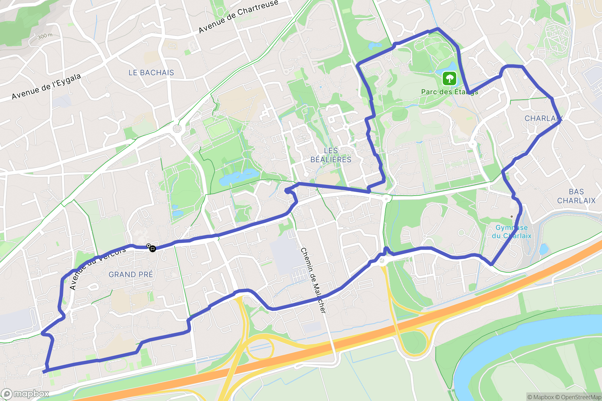 Meylan : carte du parcours de randonnée - France