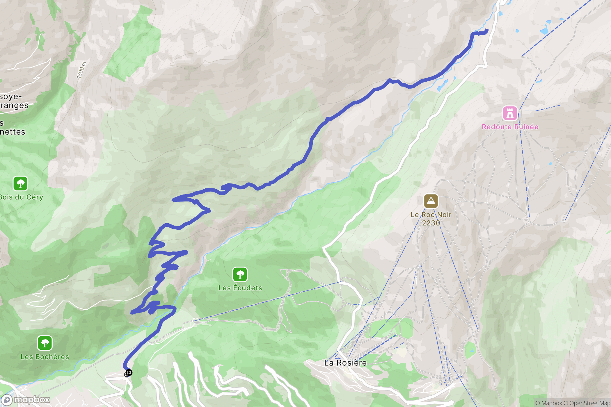 Séez : carte du parcours de randonnée - France