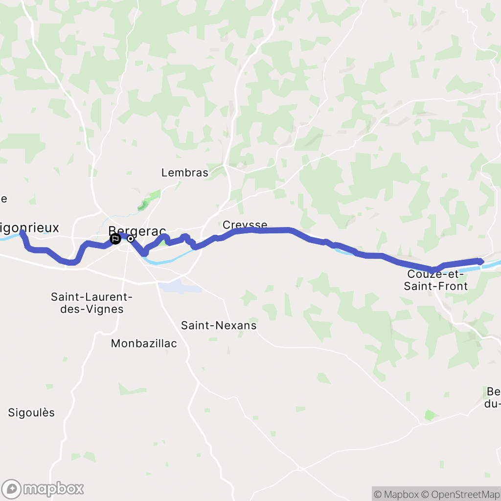 Bergerac : carte du parcours de randonnée - France