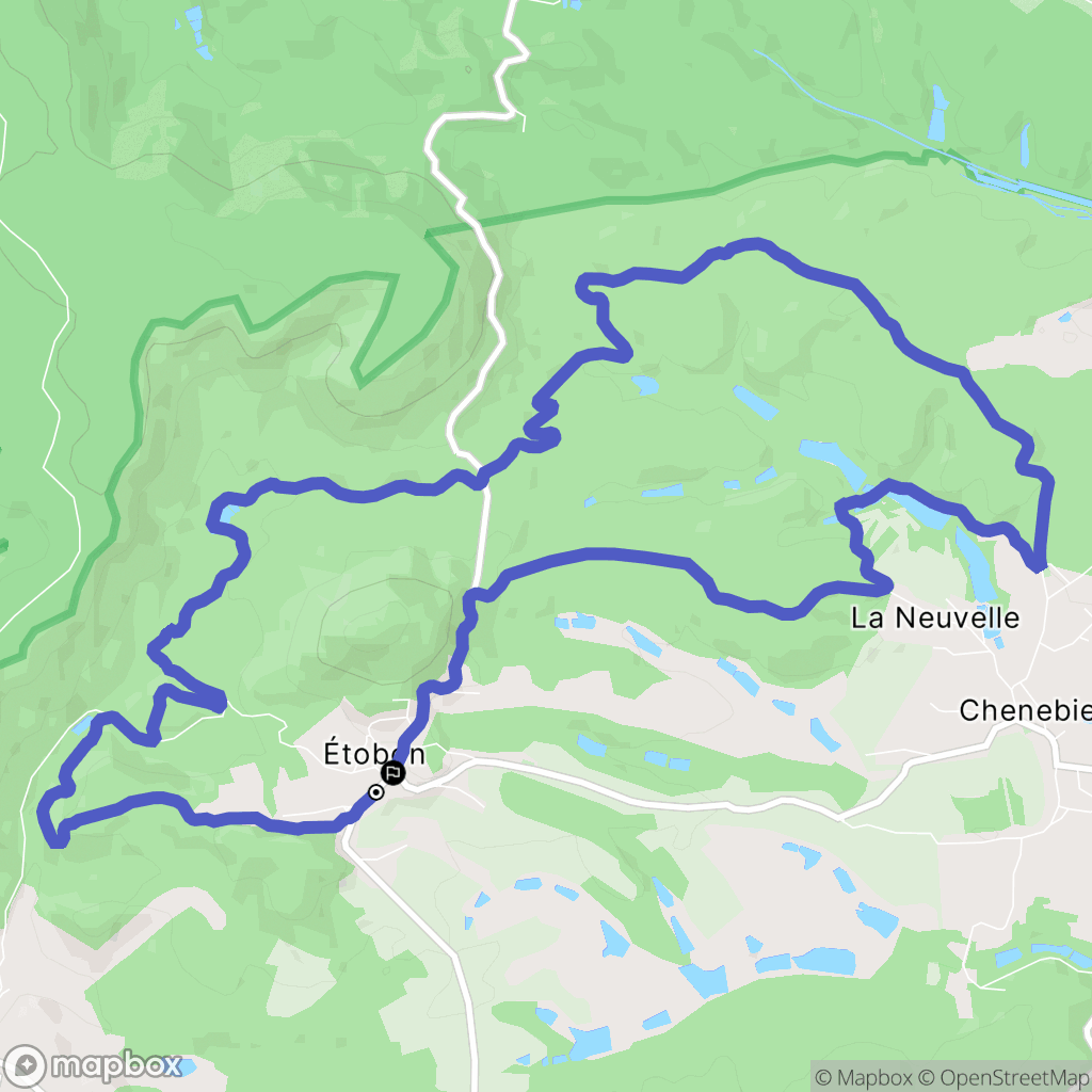 Étobon : carte du parcours de randonnée - France