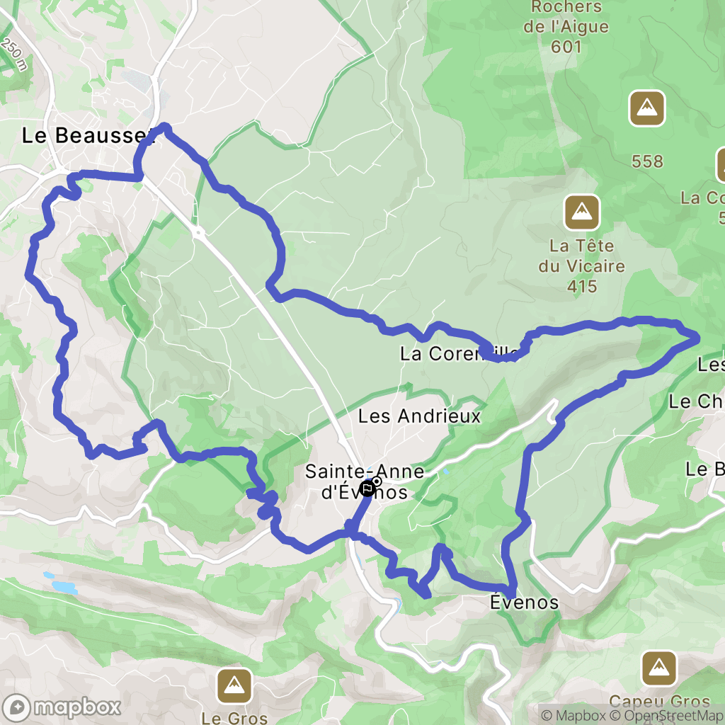 Évenos : carte du parcours de randonnée - France
