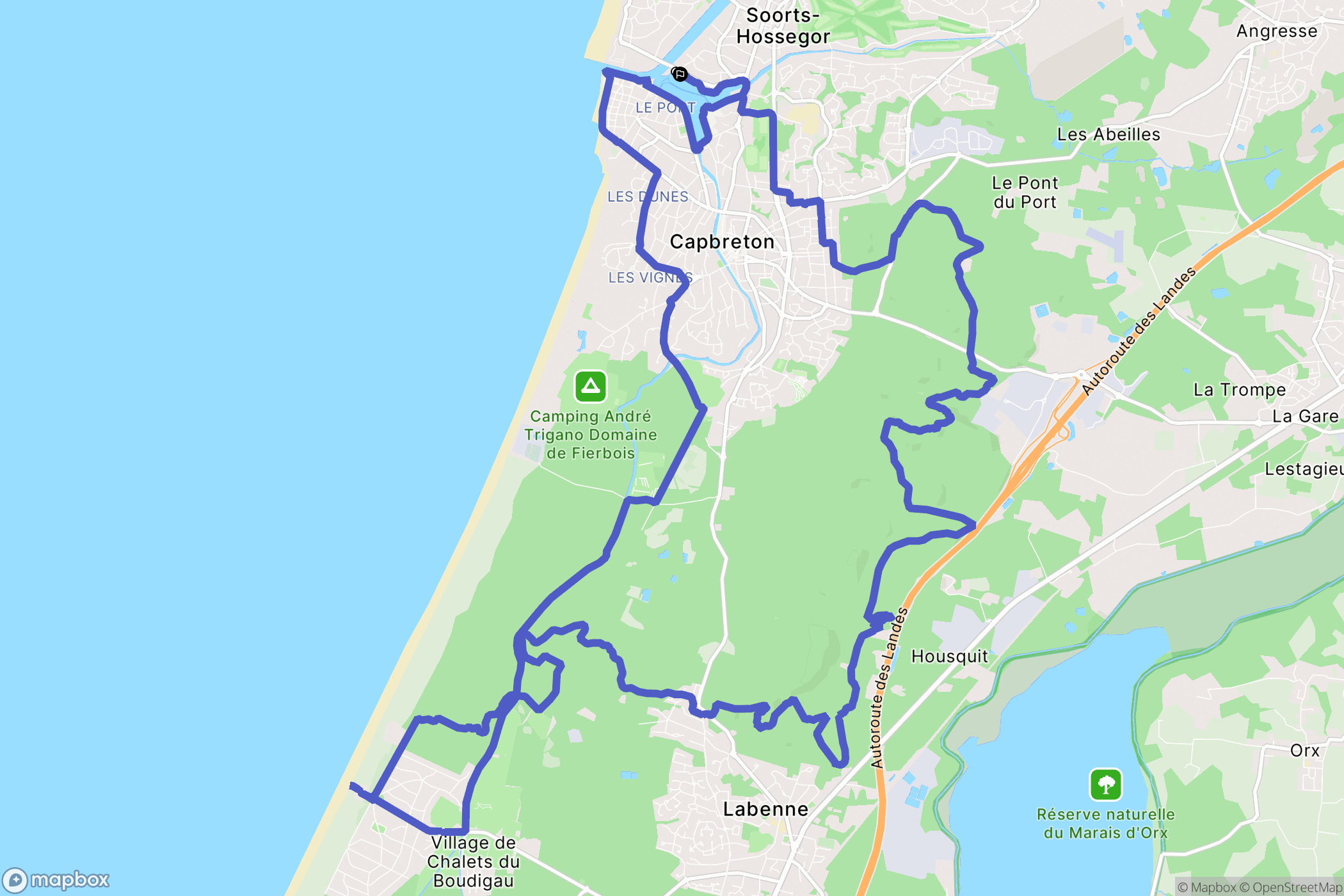 Soorts-Hossegor : carte du parcours de randonnée - France