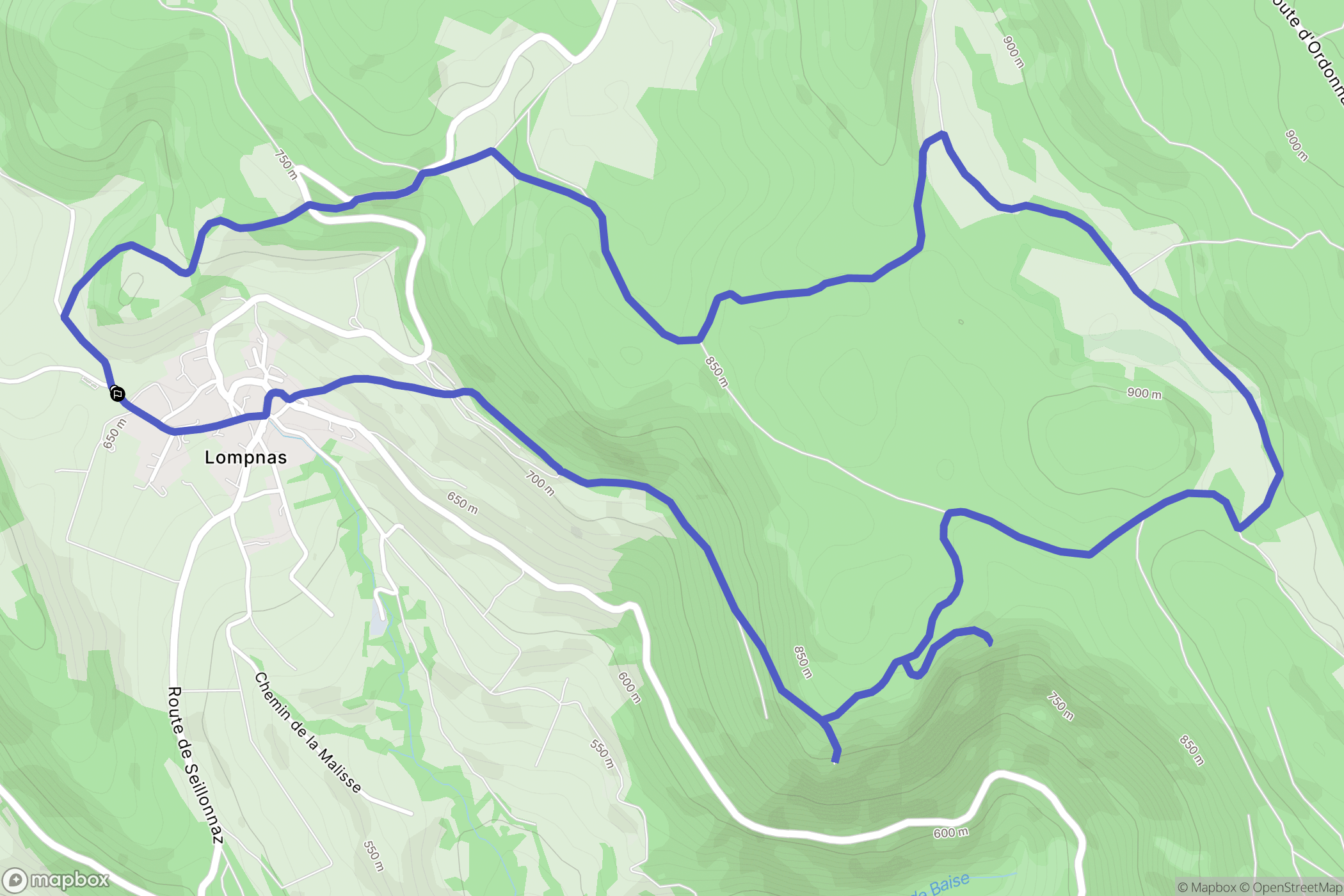 Lompnas : carte du parcours de randonnée - France