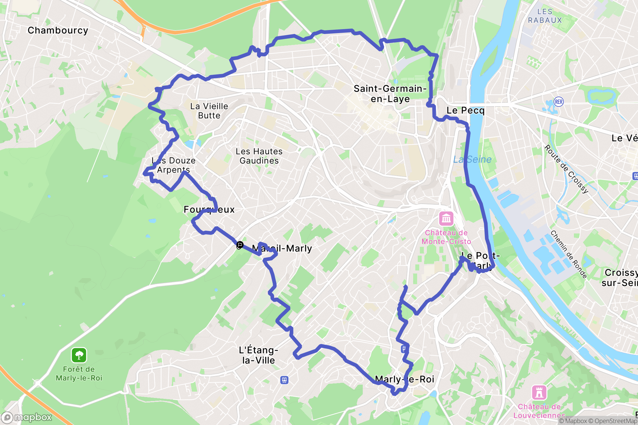 Mareil-Marly : carte du parcours de randonnée - France