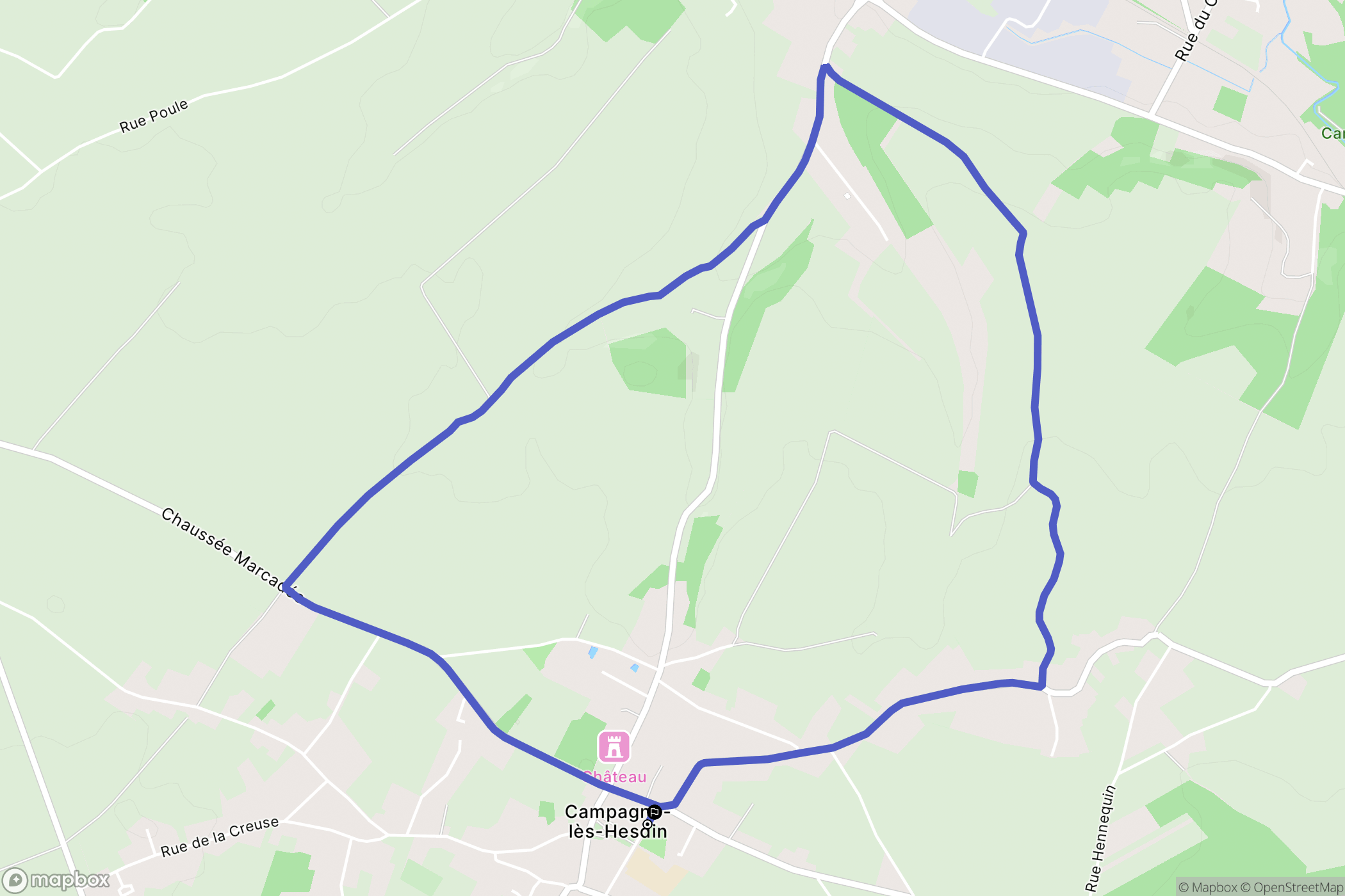 Campagne-lès-Hesdin : carte du parcours de randonnée - France
