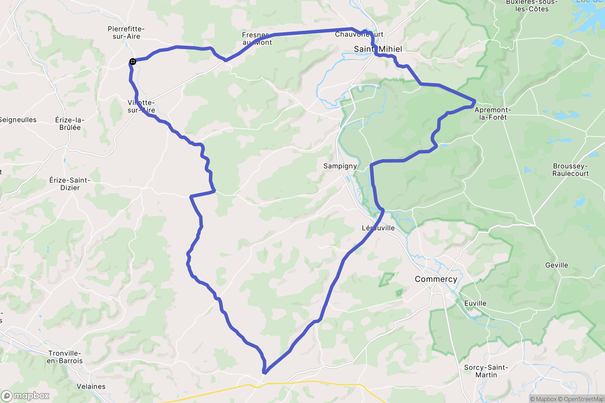 Nicey-sur-Aire : carte du parcours de randonnée - France