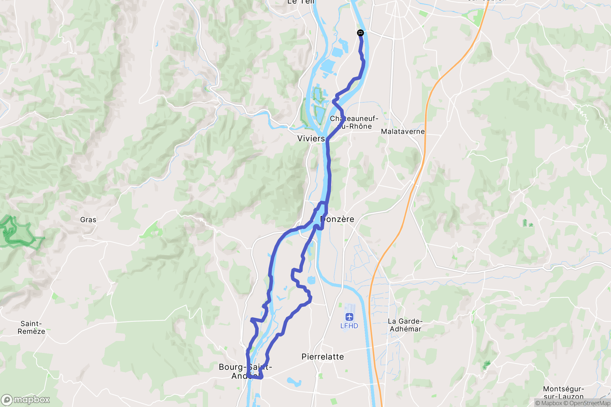 Montélimar : carte du parcours de randonnée - France