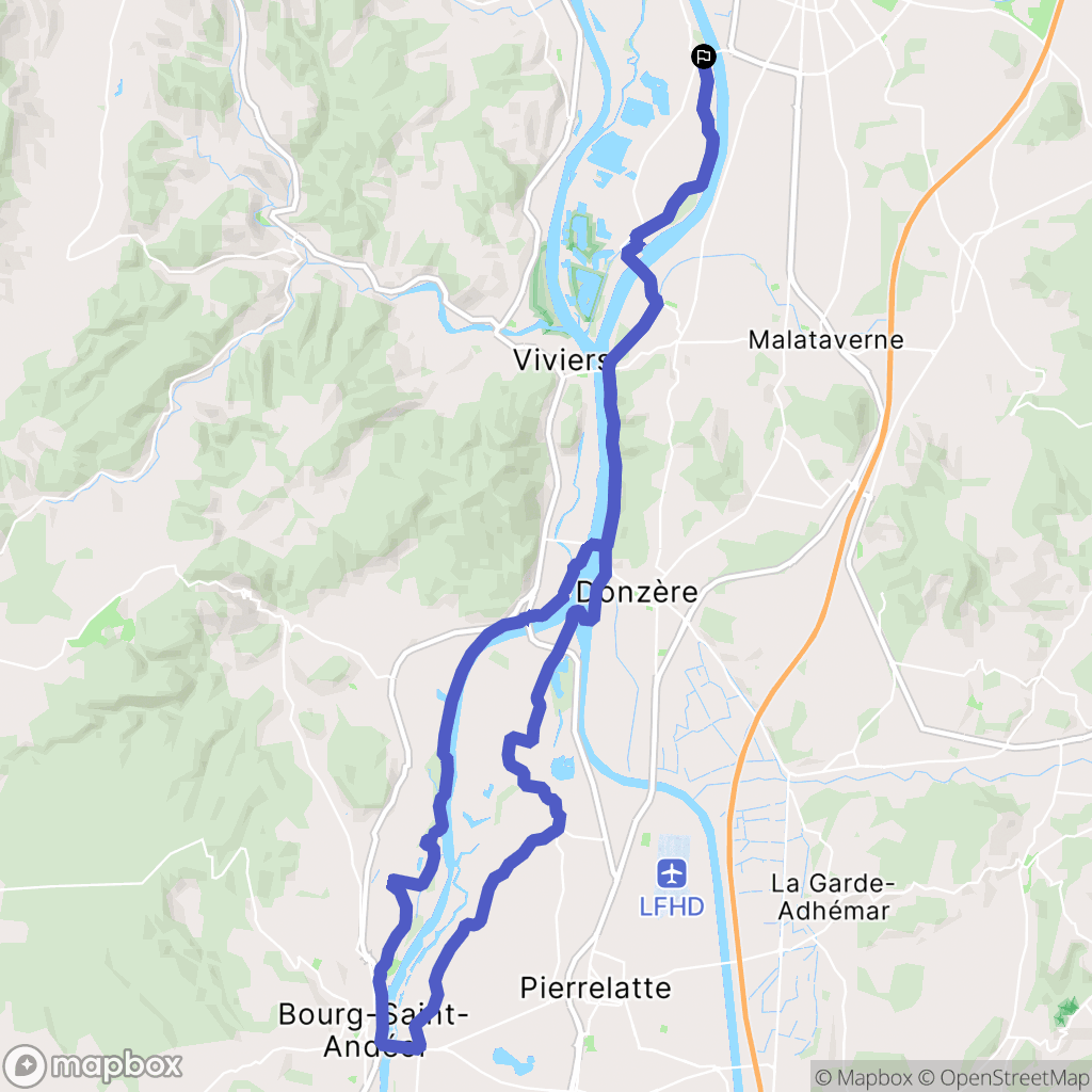 Montélimar : carte du parcours de randonnée - France