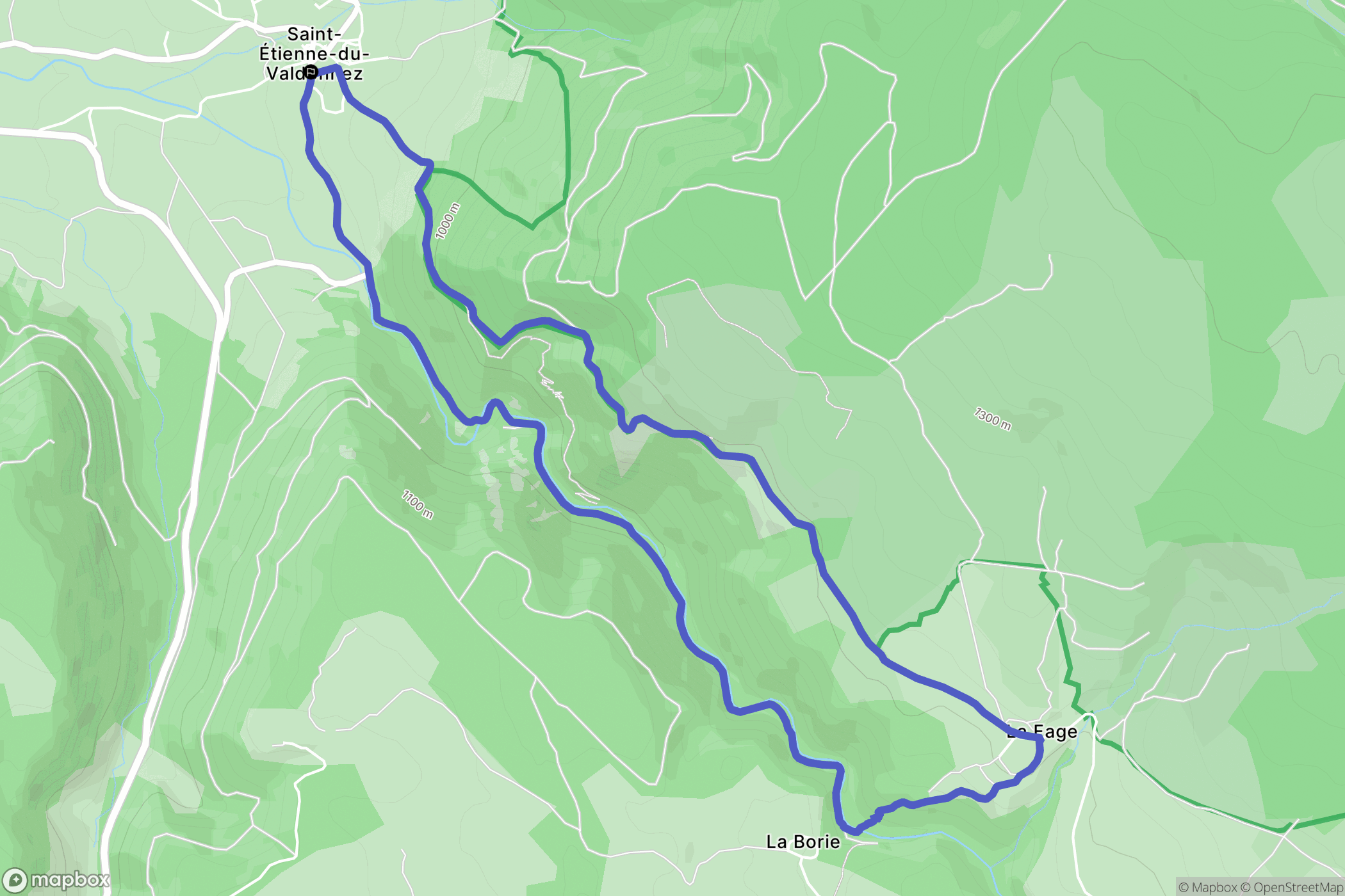 Saint-Étienne-du-Valdonnez : carte du parcours de randonnée - France