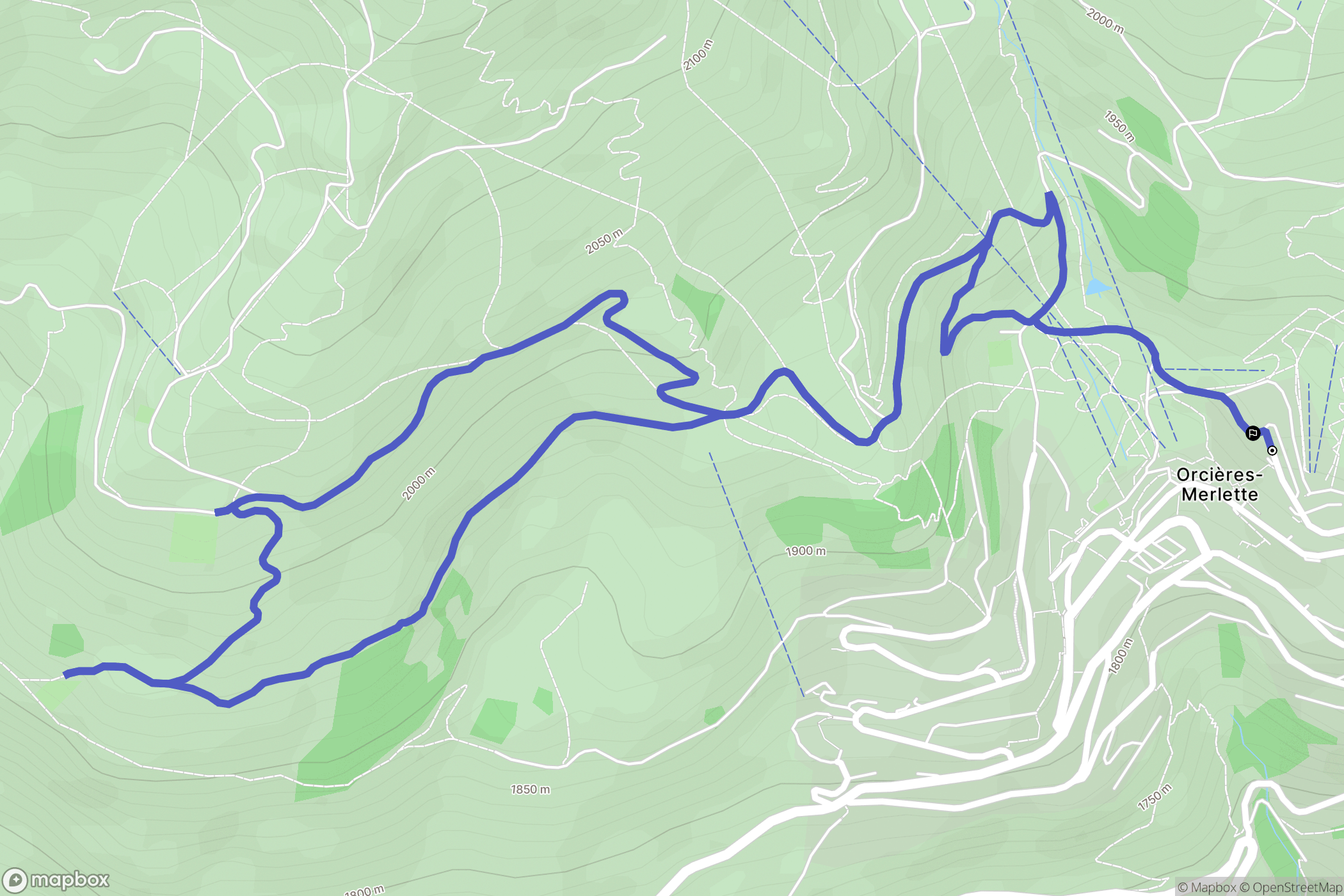 Orcières : carte du parcours de randonnée - France