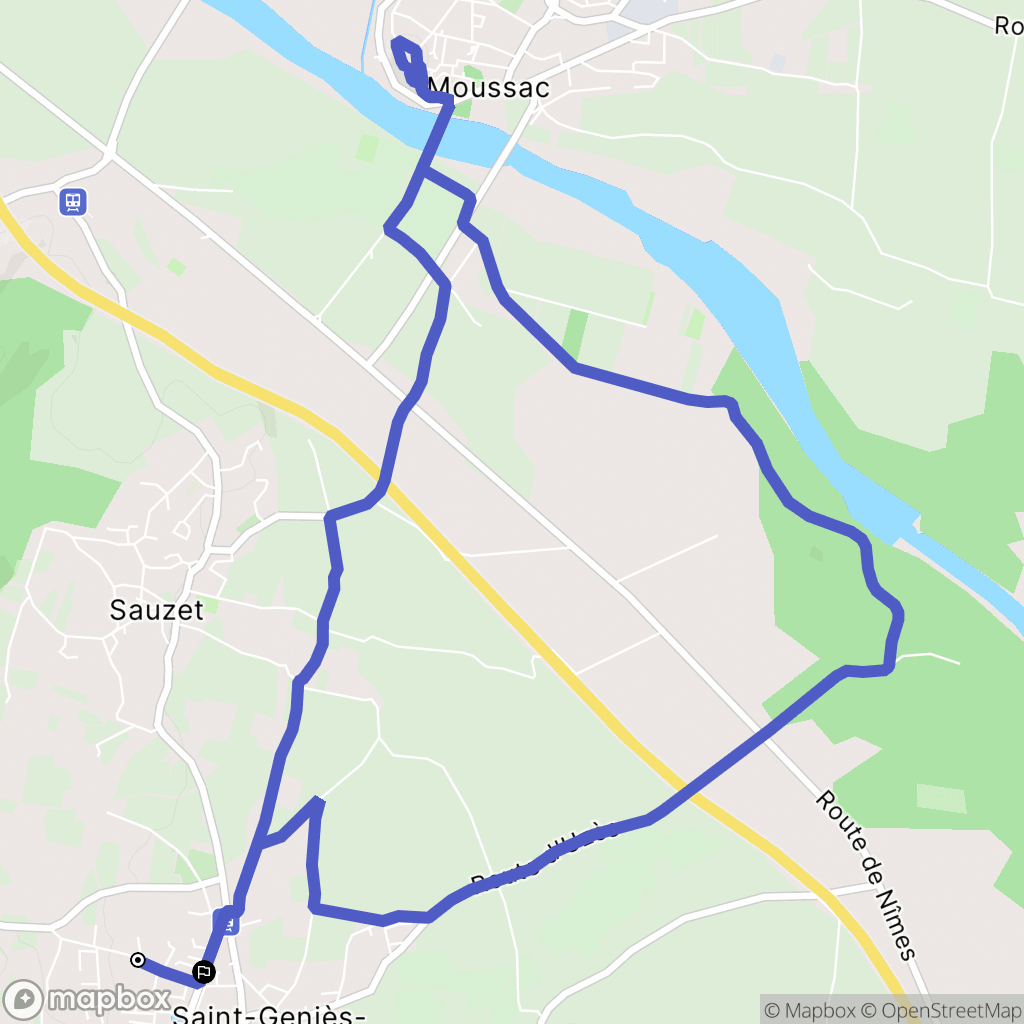 Saint-Geniès-de-Malgoirès : carte du parcours de randonnée - France