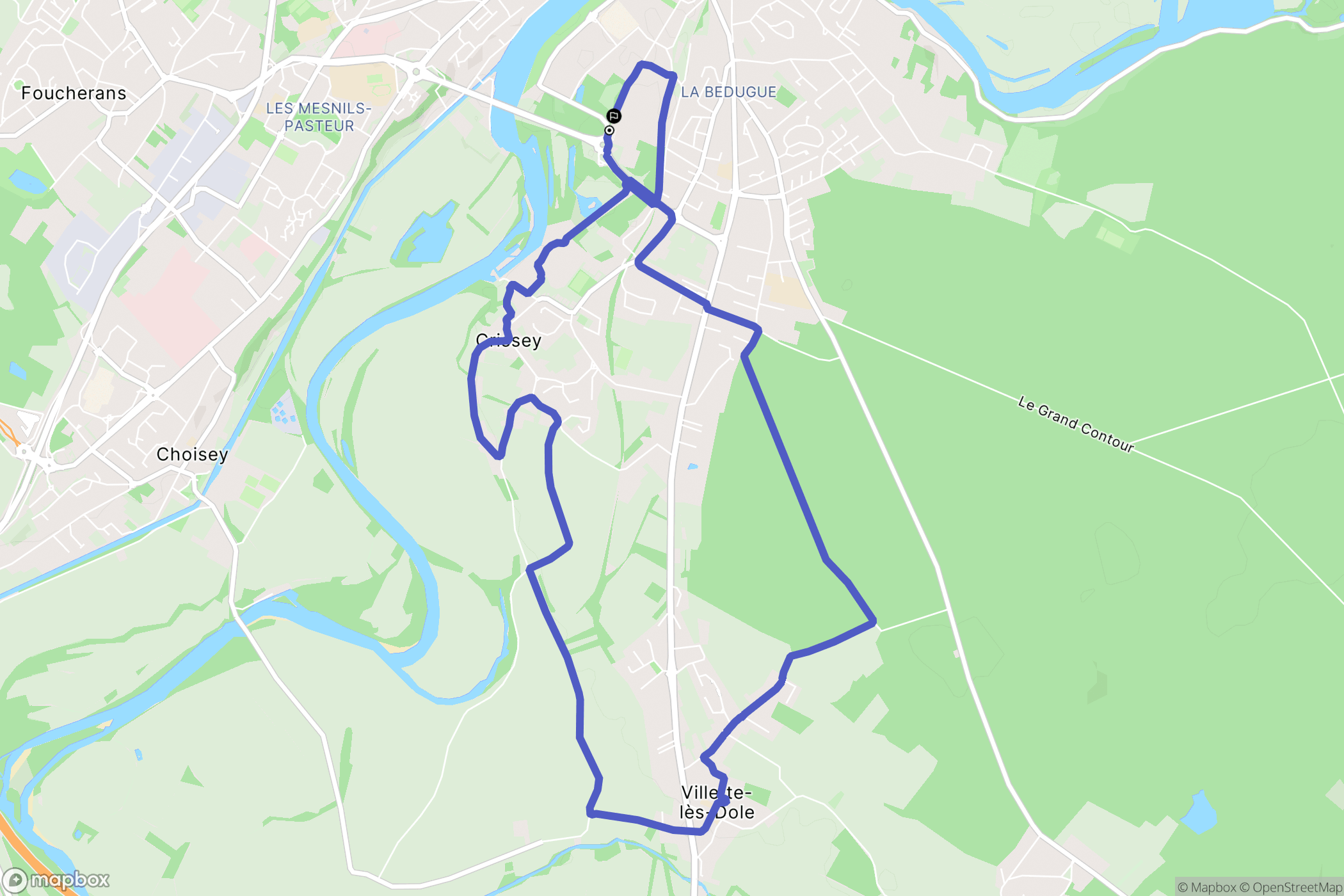 Dole : carte du parcours de randonnée - France
