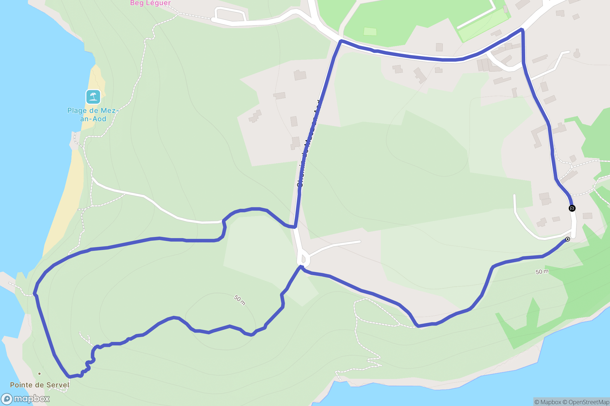 Lannion : carte du parcours de randonnée - France
