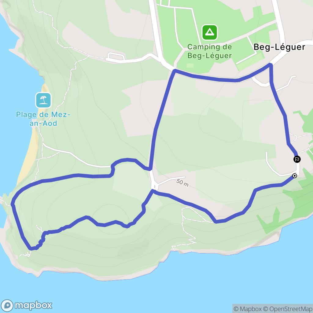 Lannion : carte du parcours de randonnée - France