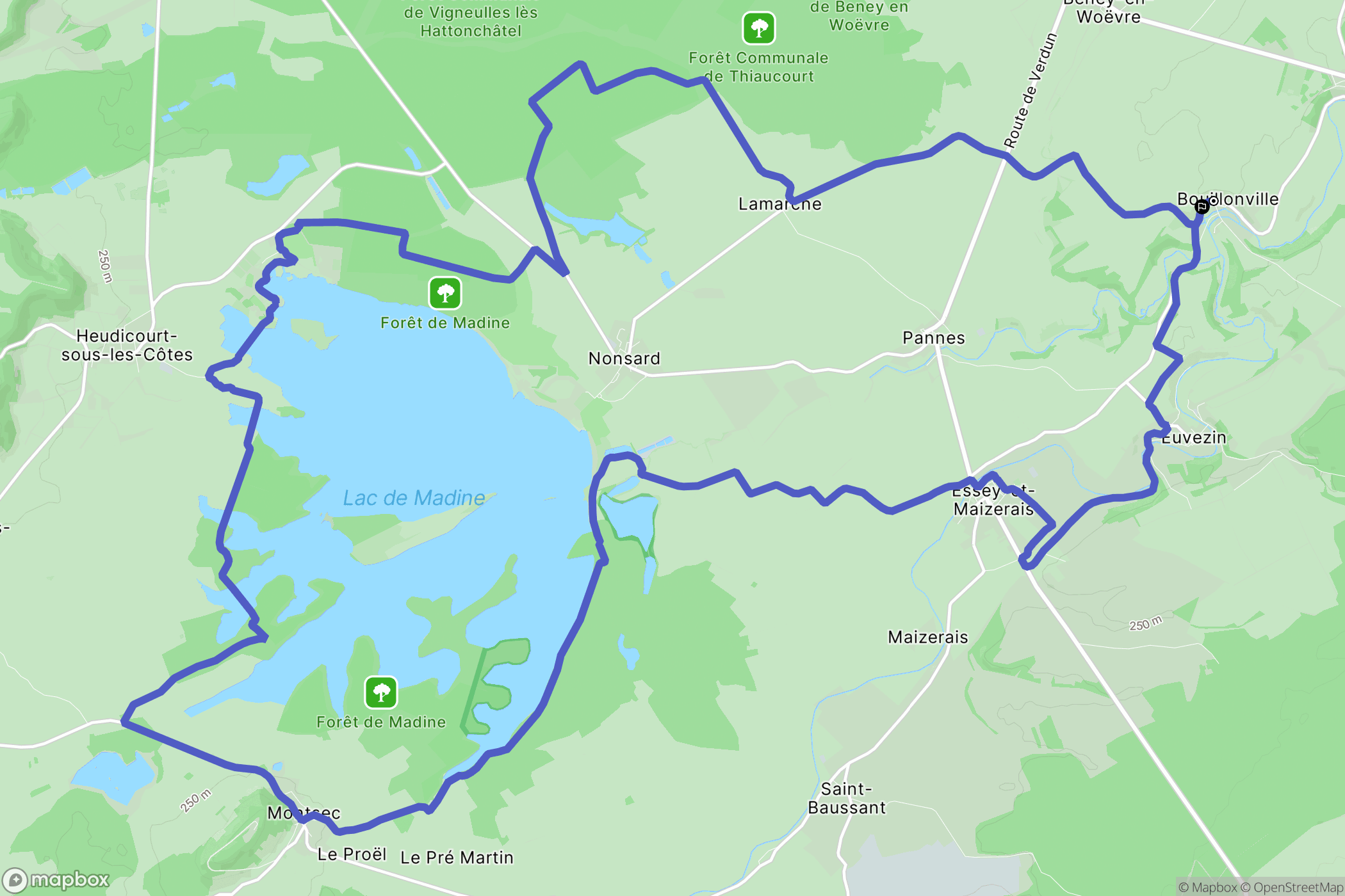 Bouillonville : carte du parcours de randonnée - France
