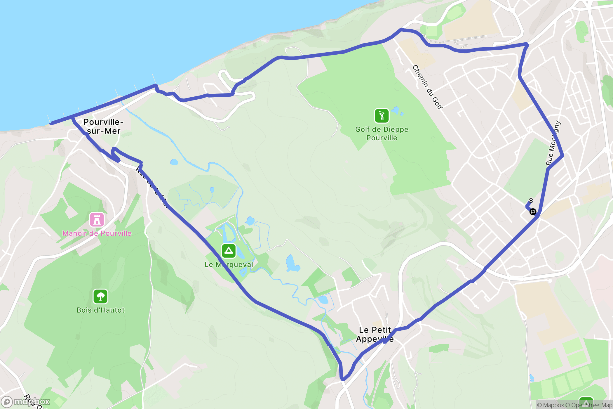 Dieppe : carte du parcours de randonnée - France