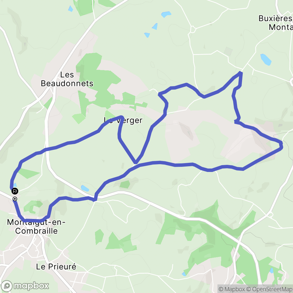 Buxières-sous-Montaigut : carte du parcours de randonnée - France