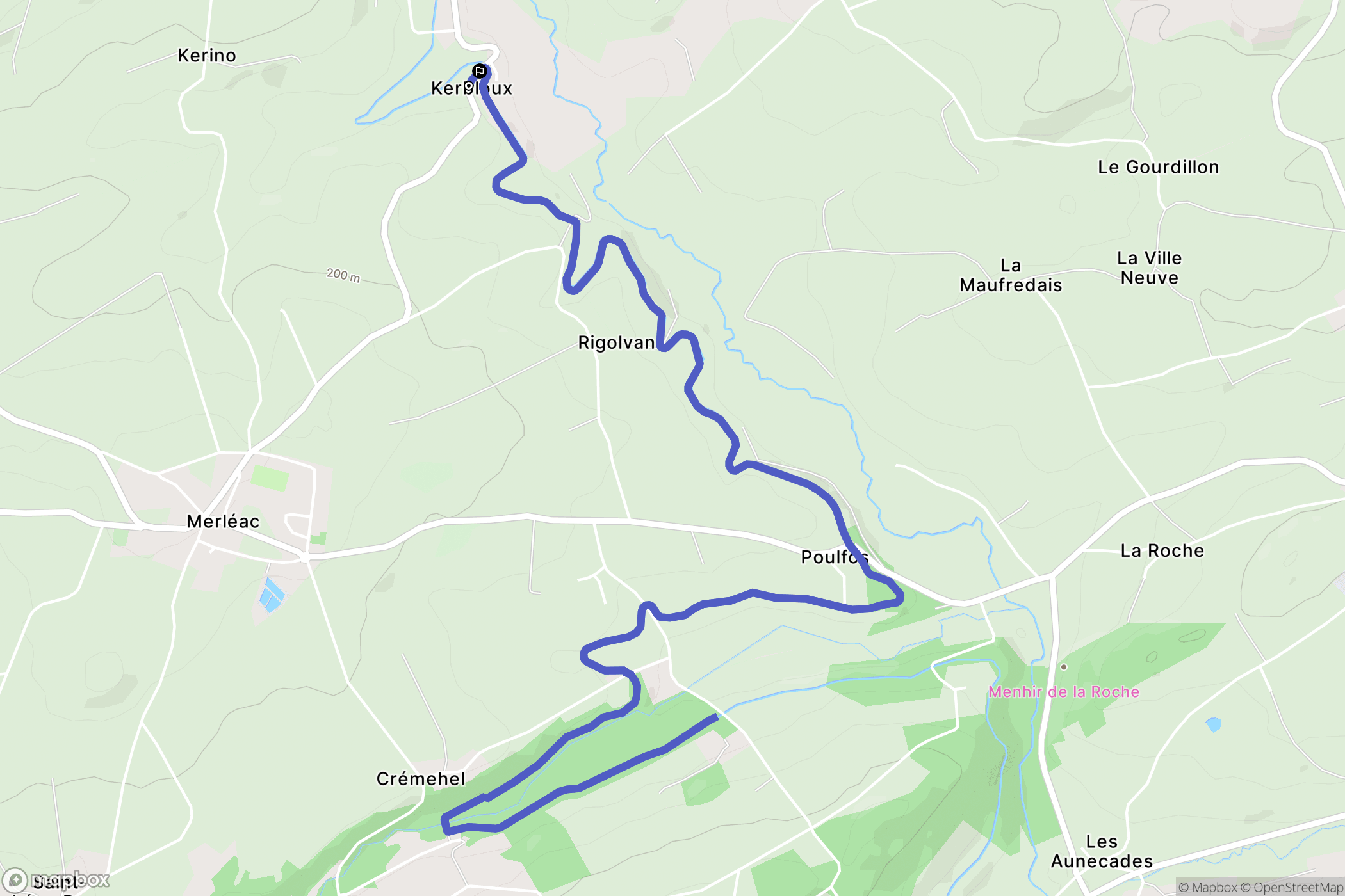 Merléac : carte du parcours de randonnée - France
