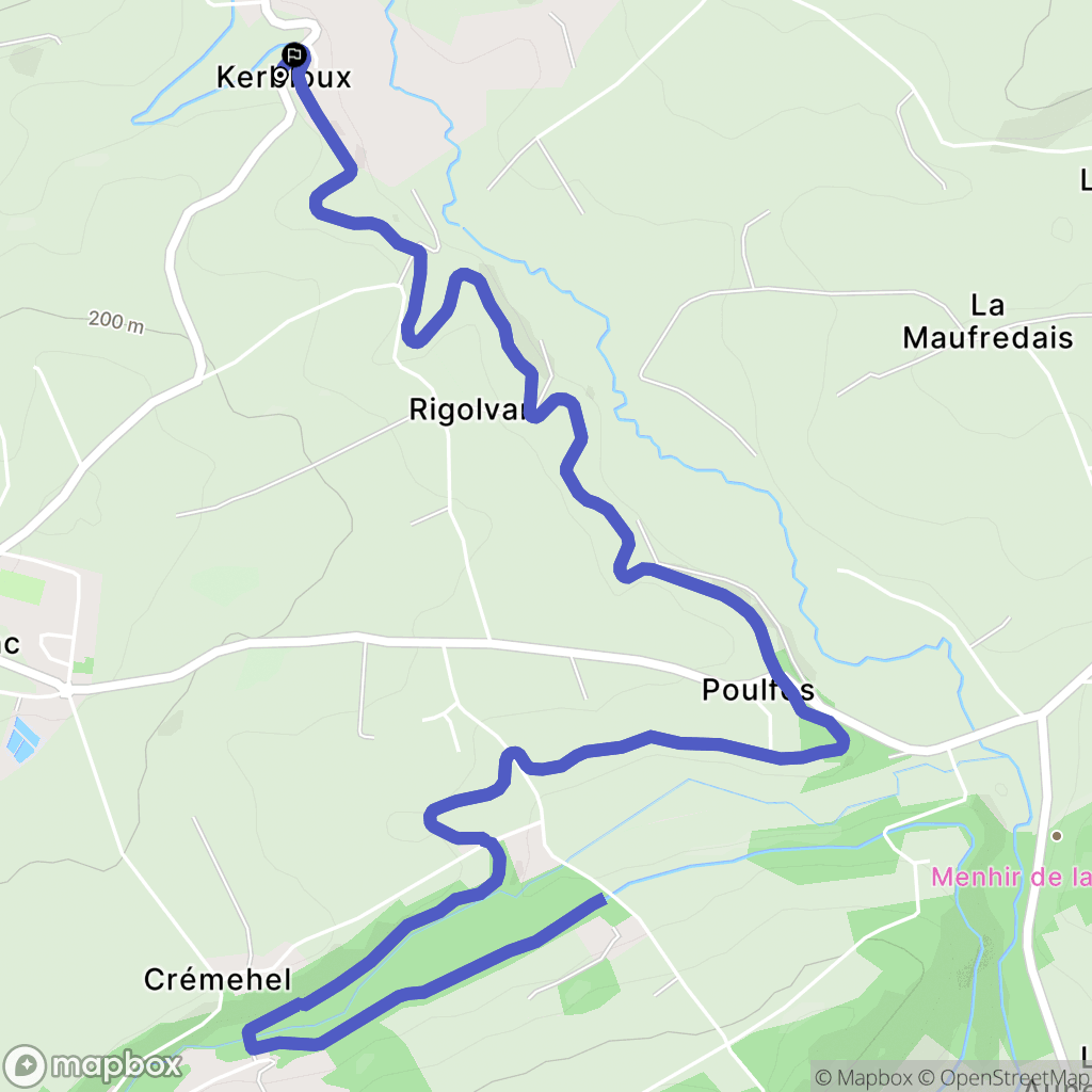 Merléac : carte du parcours de randonnée - France