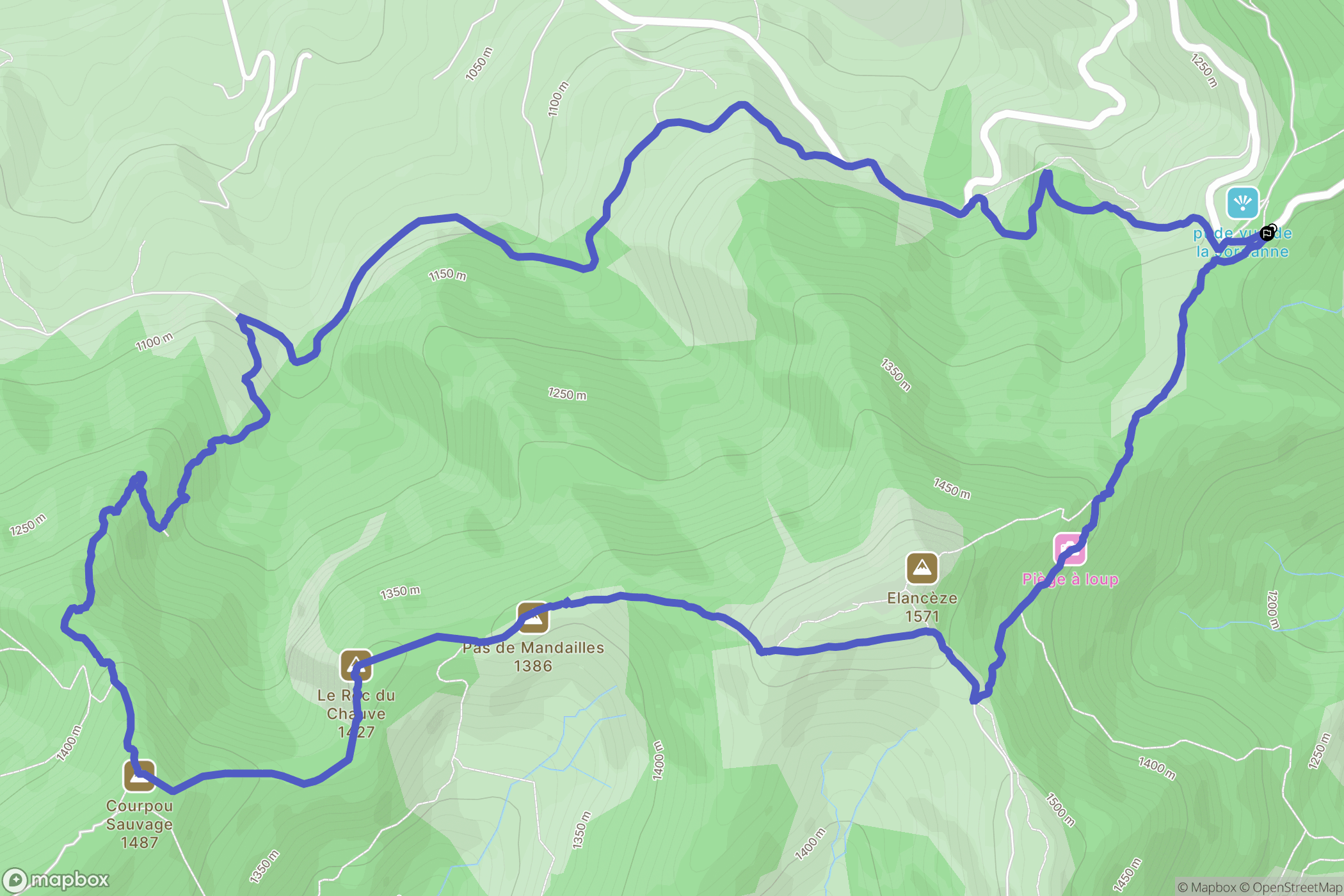 Saint-Jacques-des-Blats : carte du parcours de randonnée - France