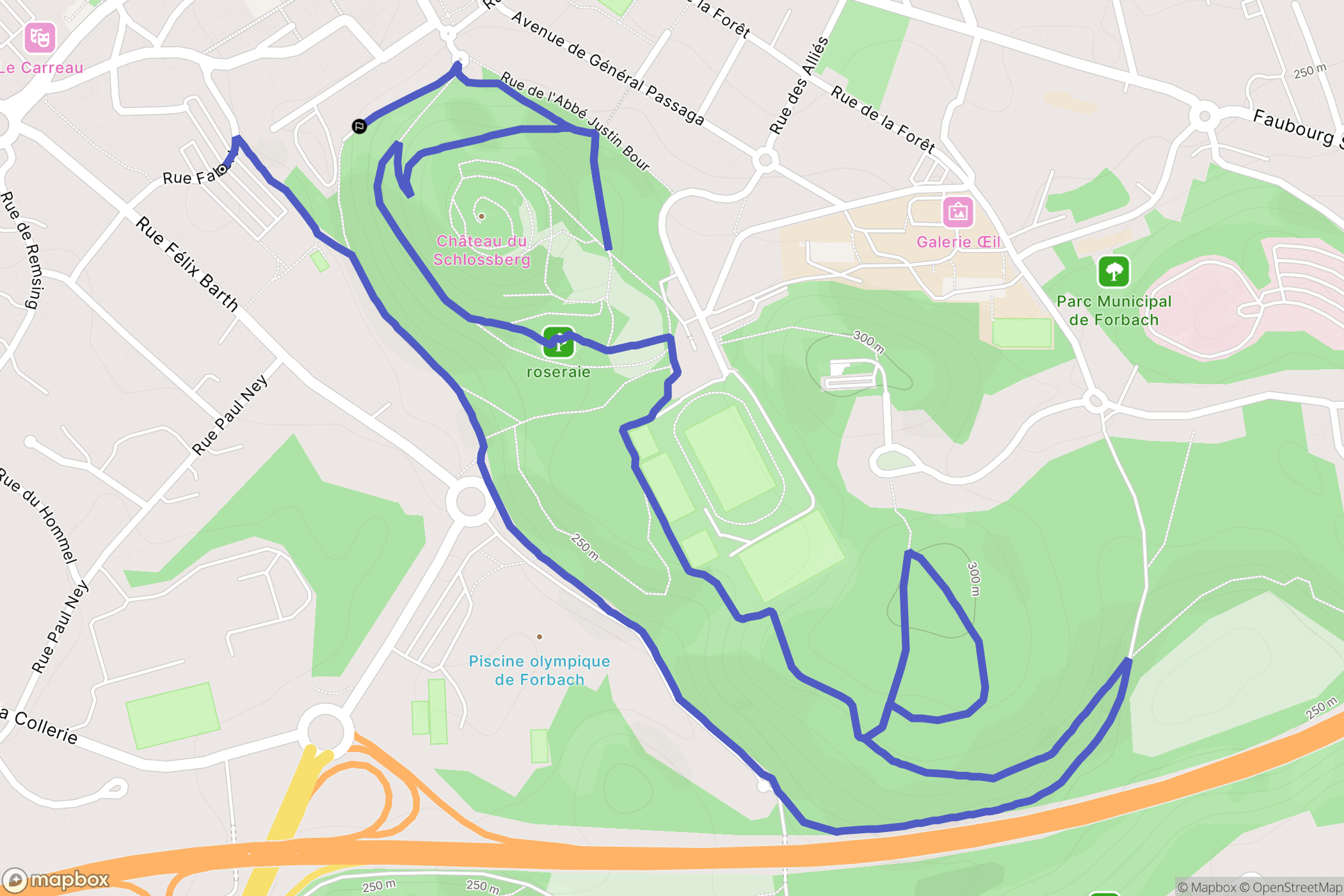 Forbach : carte du parcours de randonnée - France