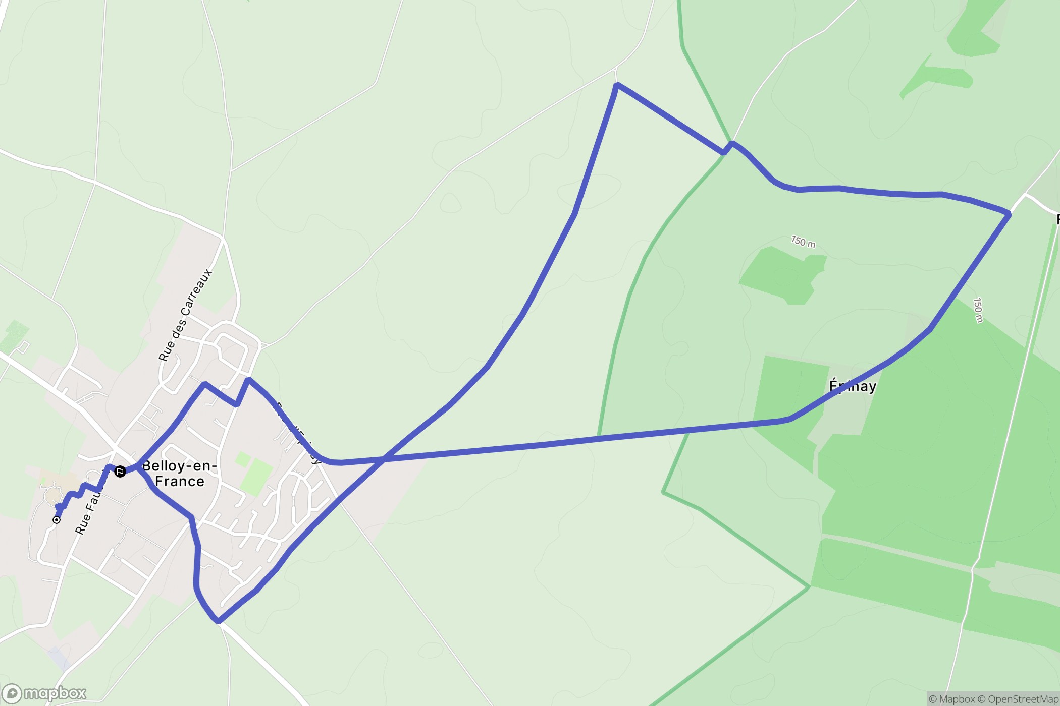 Belloy-en-France : carte du parcours de randonnée - France
