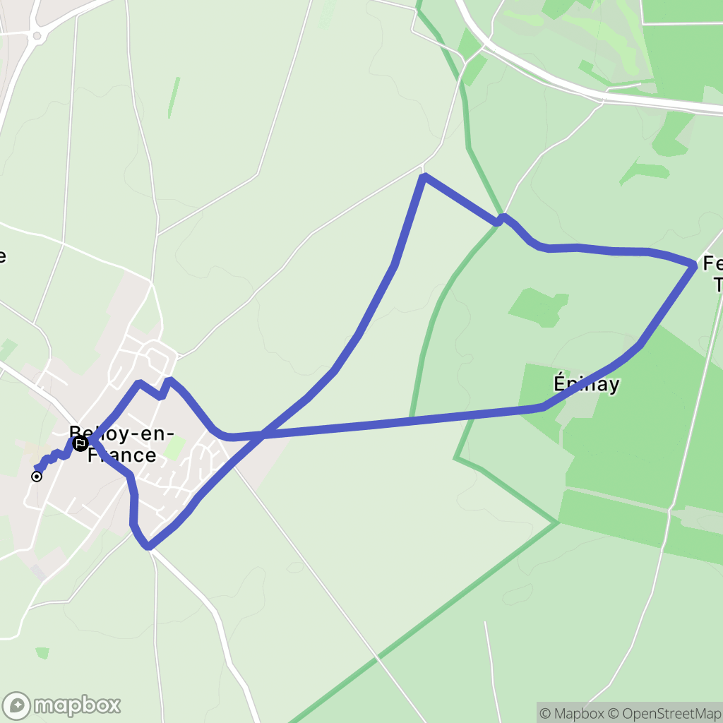 Belloy-en-France : carte du parcours de randonnée - France