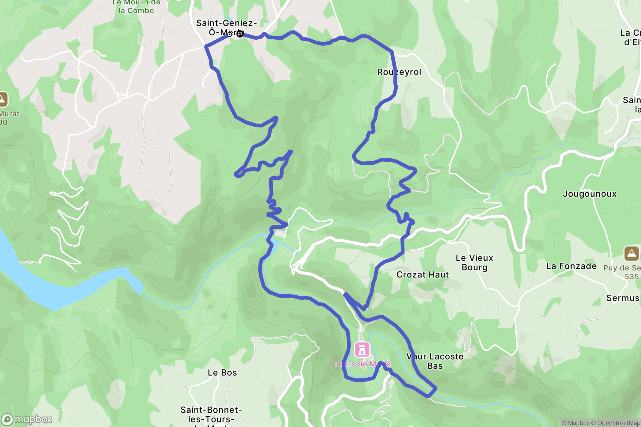 Saint-Geniez-ô-Merle : carte du parcours de randonnée - France