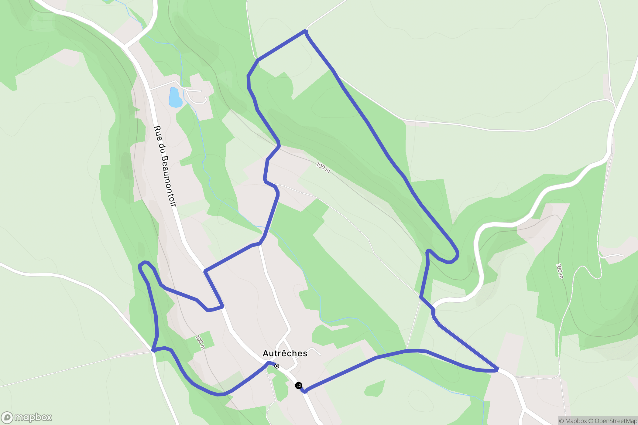 Autrêches : carte du parcours de randonnée - France