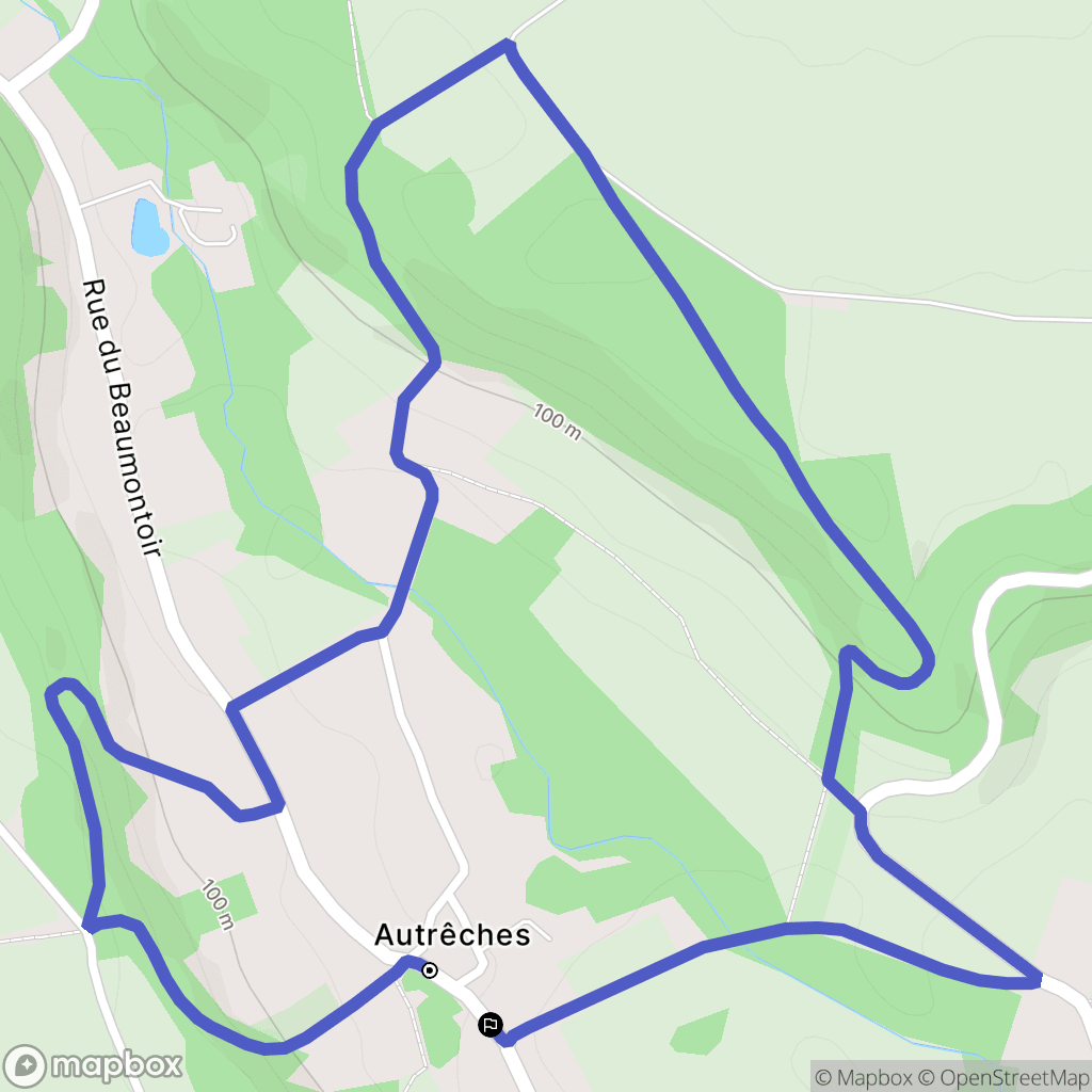 Autrêches : carte du parcours de randonnée - France
