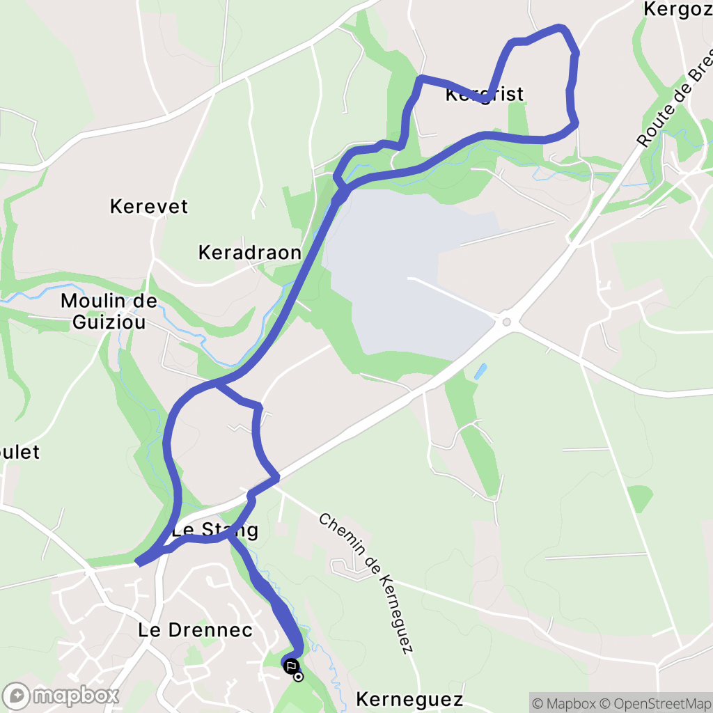Le Drennec : carte du parcours de randonnée - France