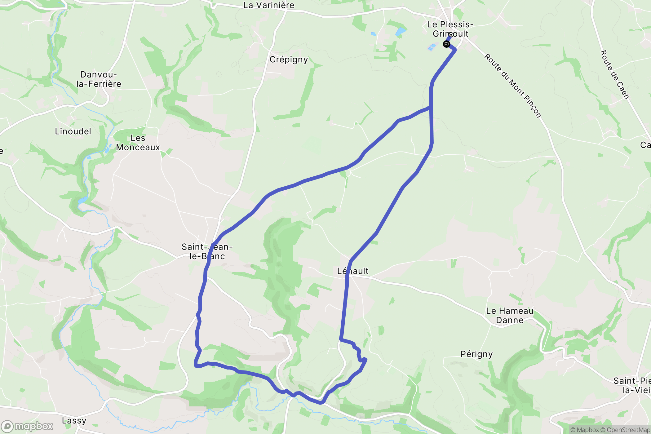Les Monts d'Aunay : carte du parcours de randonnée - France