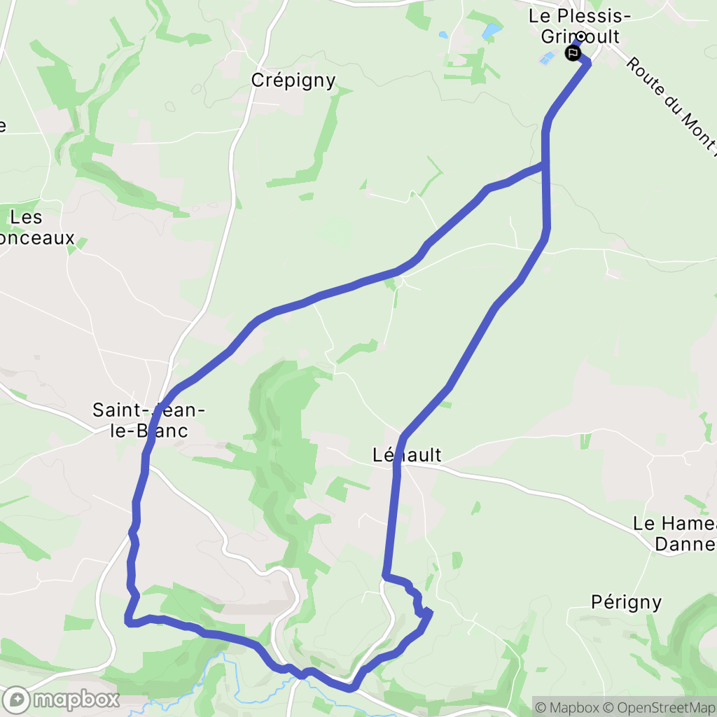 Les Monts d'Aunay : carte du parcours de randonnée - France