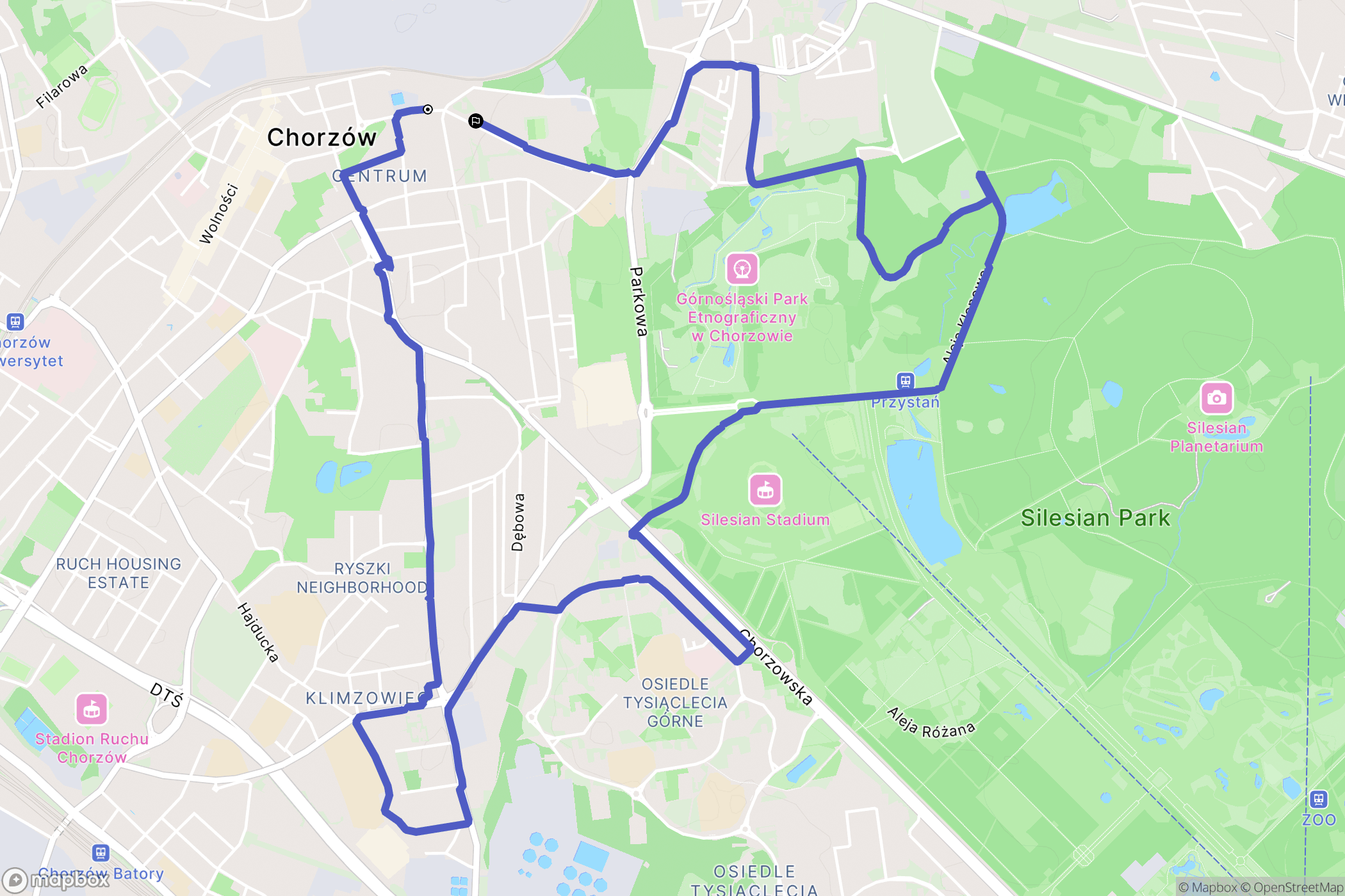 Chorzów: mapa trasy - Poland