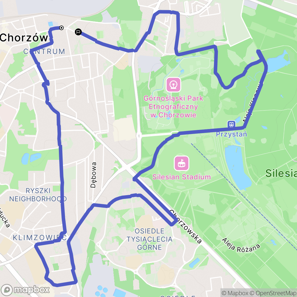 Chorzów: mapa trasy - Poland