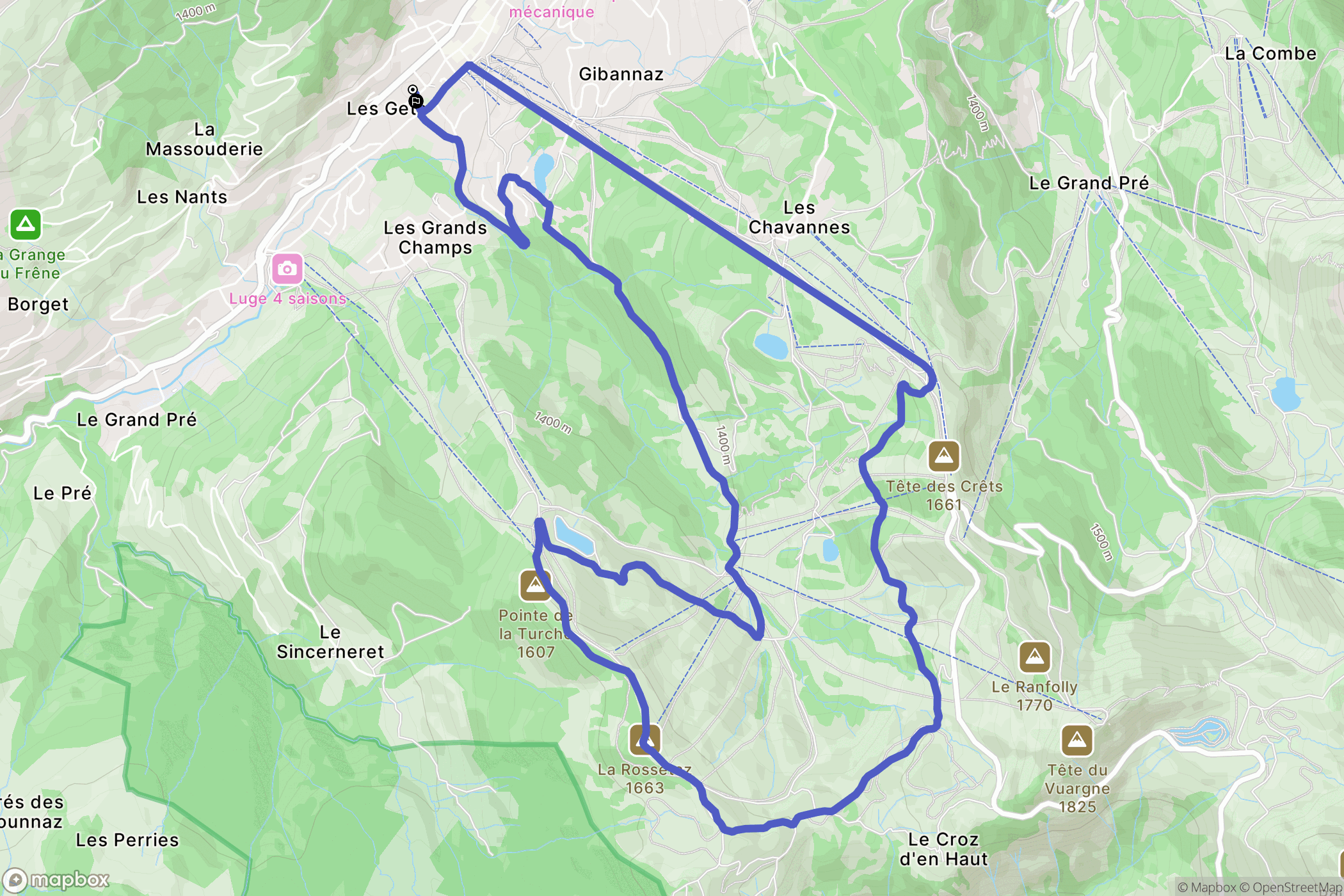 Les Gets : carte du parcours de randonnée - France