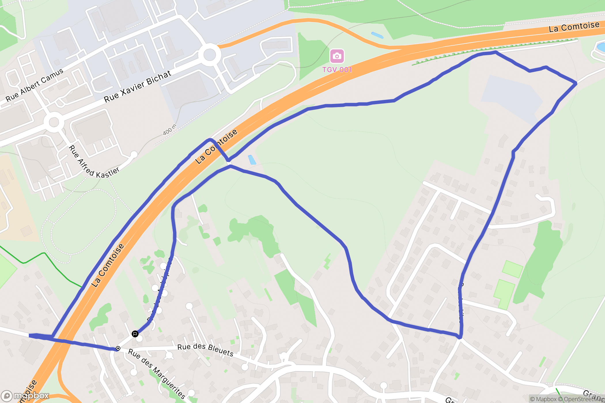 Pérouse : carte du parcours de randonnée - France