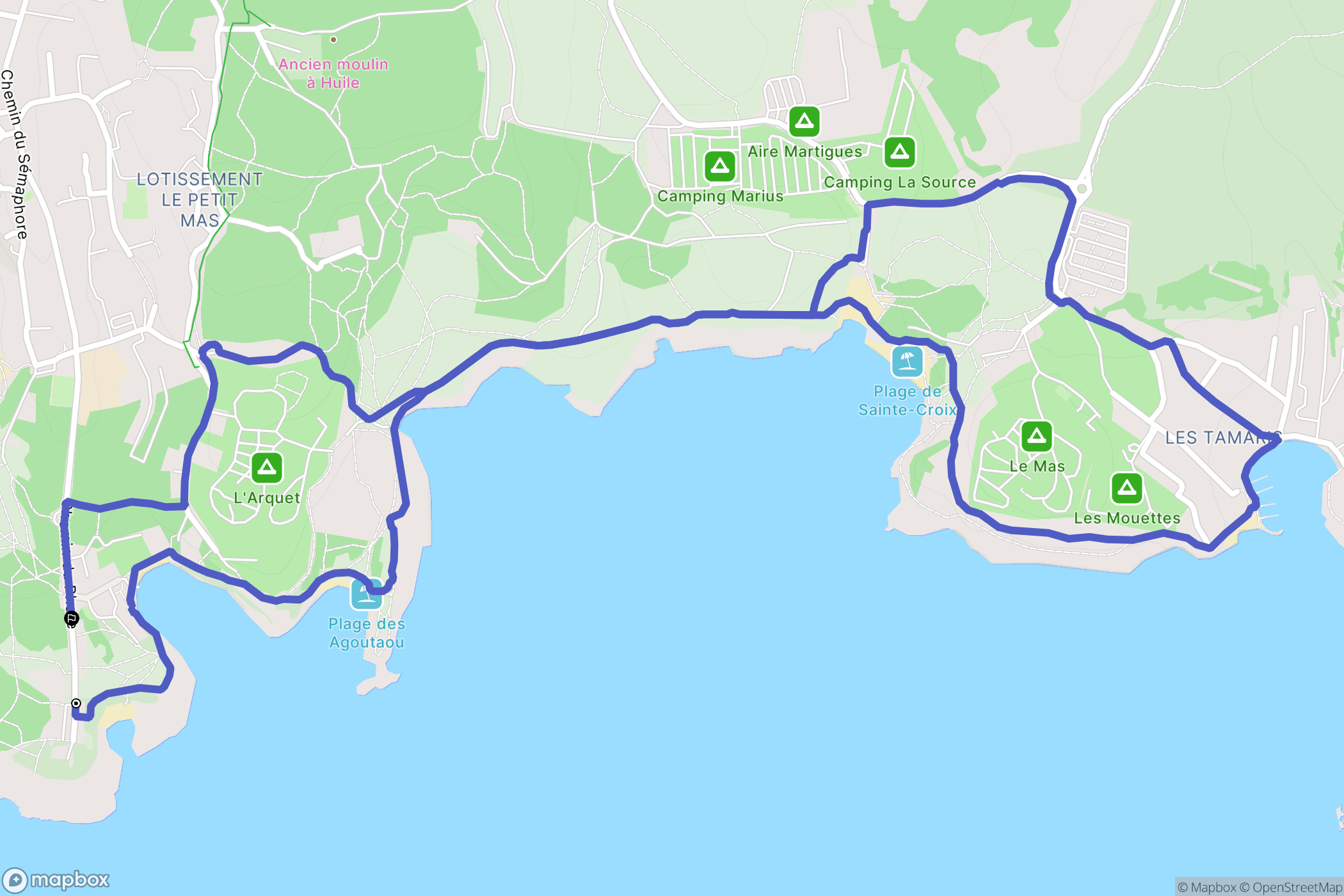 Martigues : carte du parcours de randonnée - France