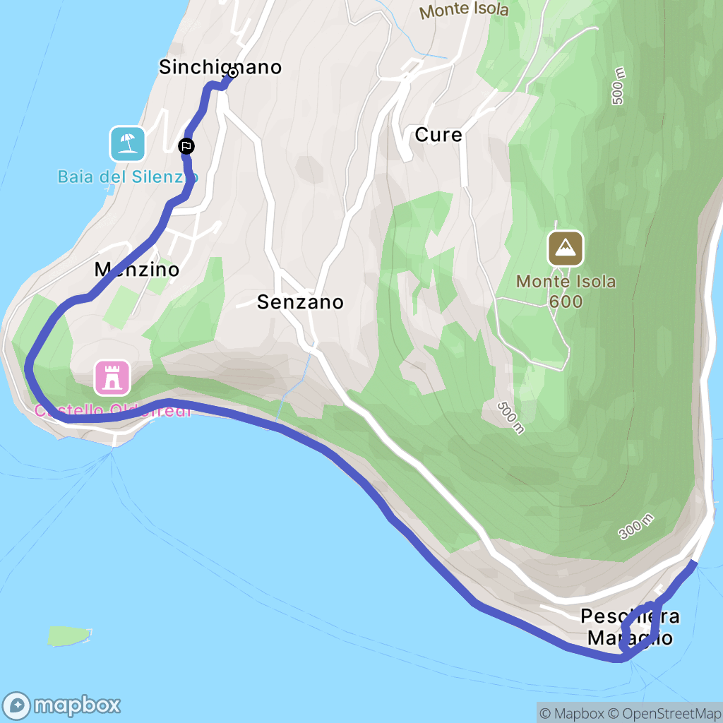 Menzino : carte du parcours de randonnée - Italy