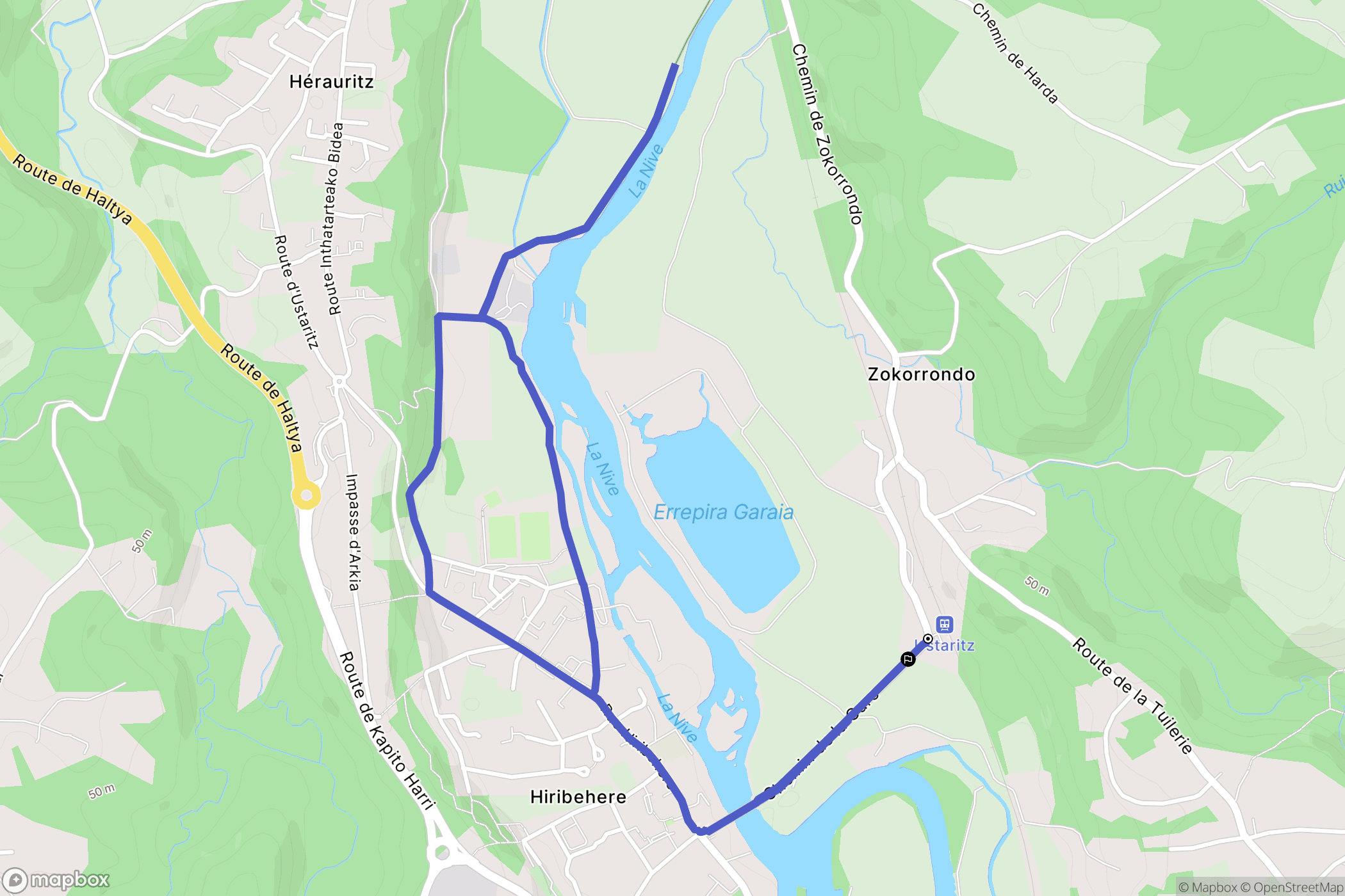 Ustaritz : carte du parcours de randonnée - France