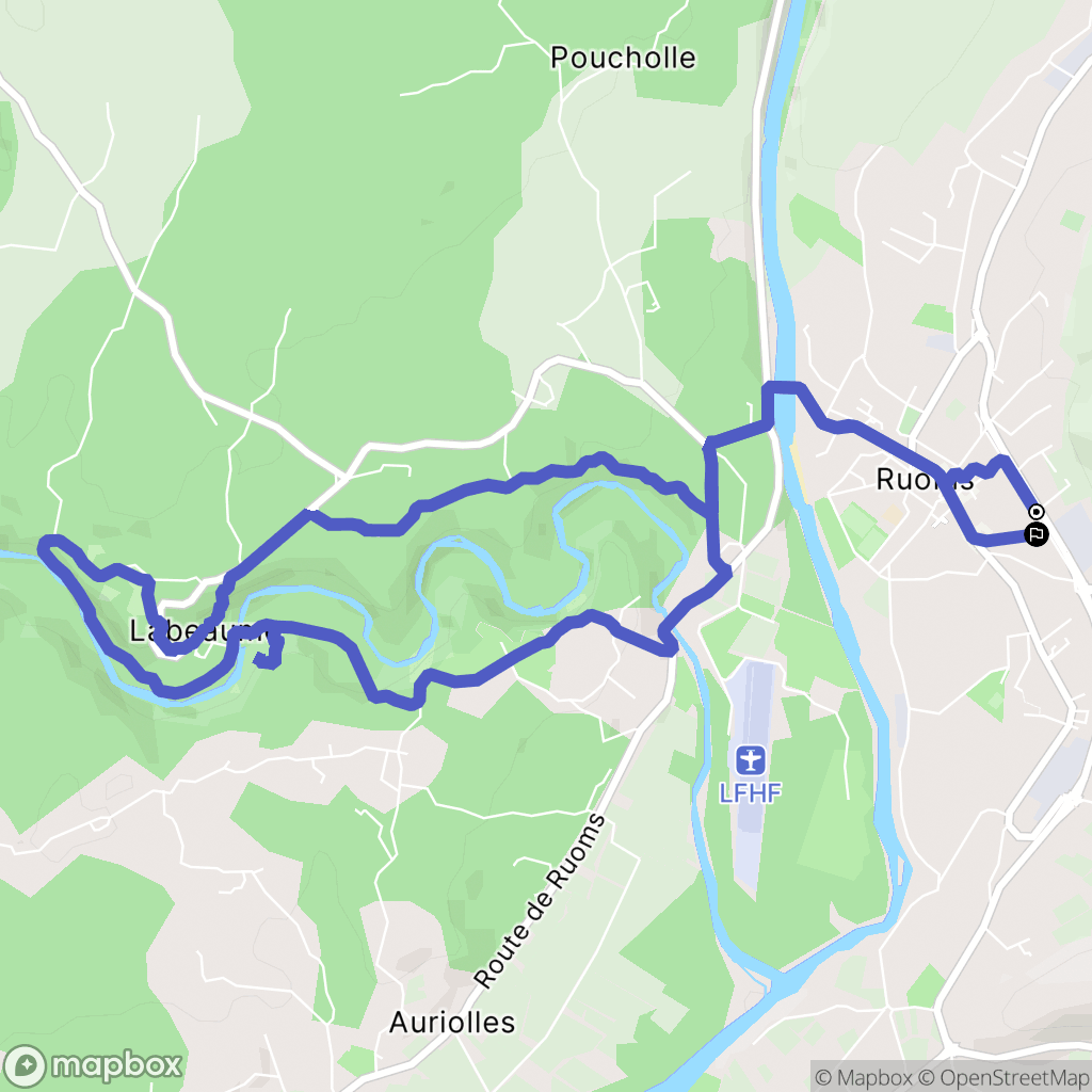 Ruoms : carte du parcours de randonnée - France