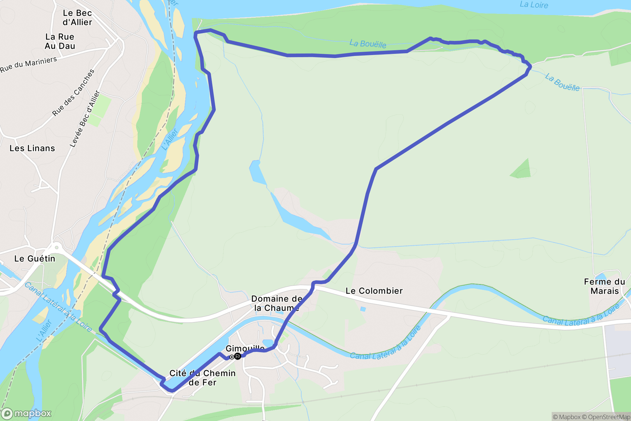 Gimouille : carte du parcours de randonnée - France
