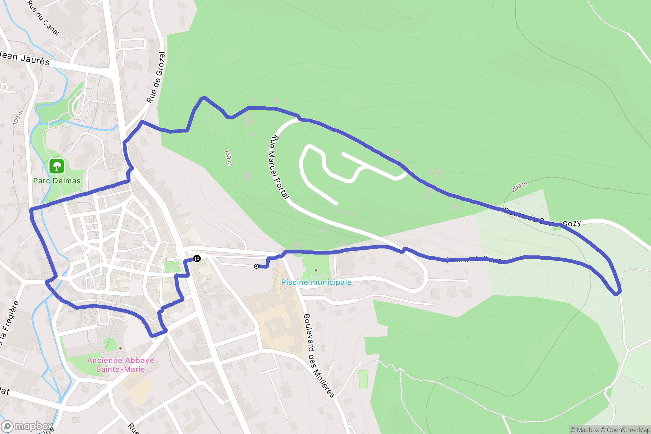 Souillac : carte du parcours de randonnée - France